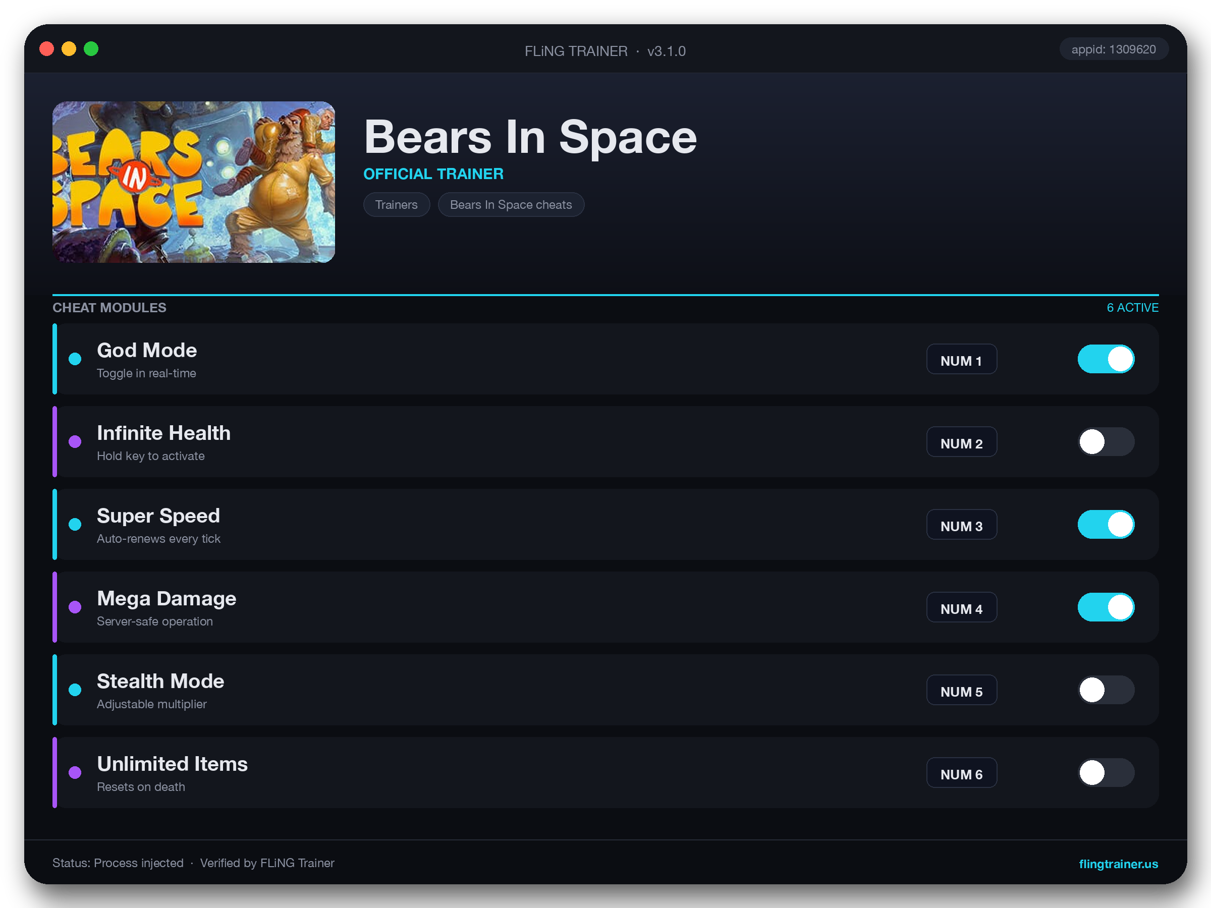 Bears In Space Trainer interface
