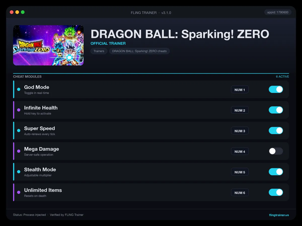 DRAGON BALL: Sparking! ZERO Trainer interface