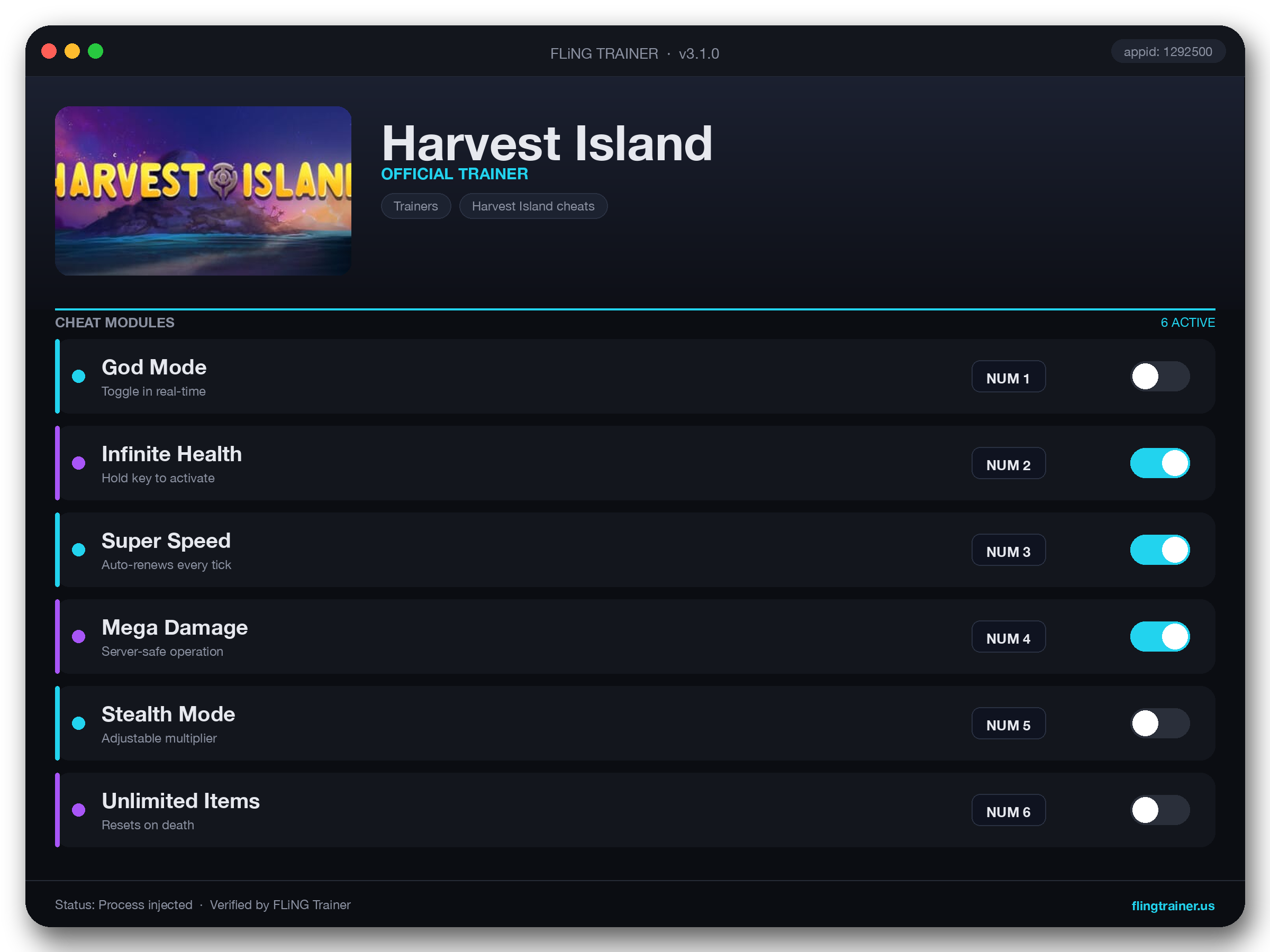 Harvest Island Trainer interface