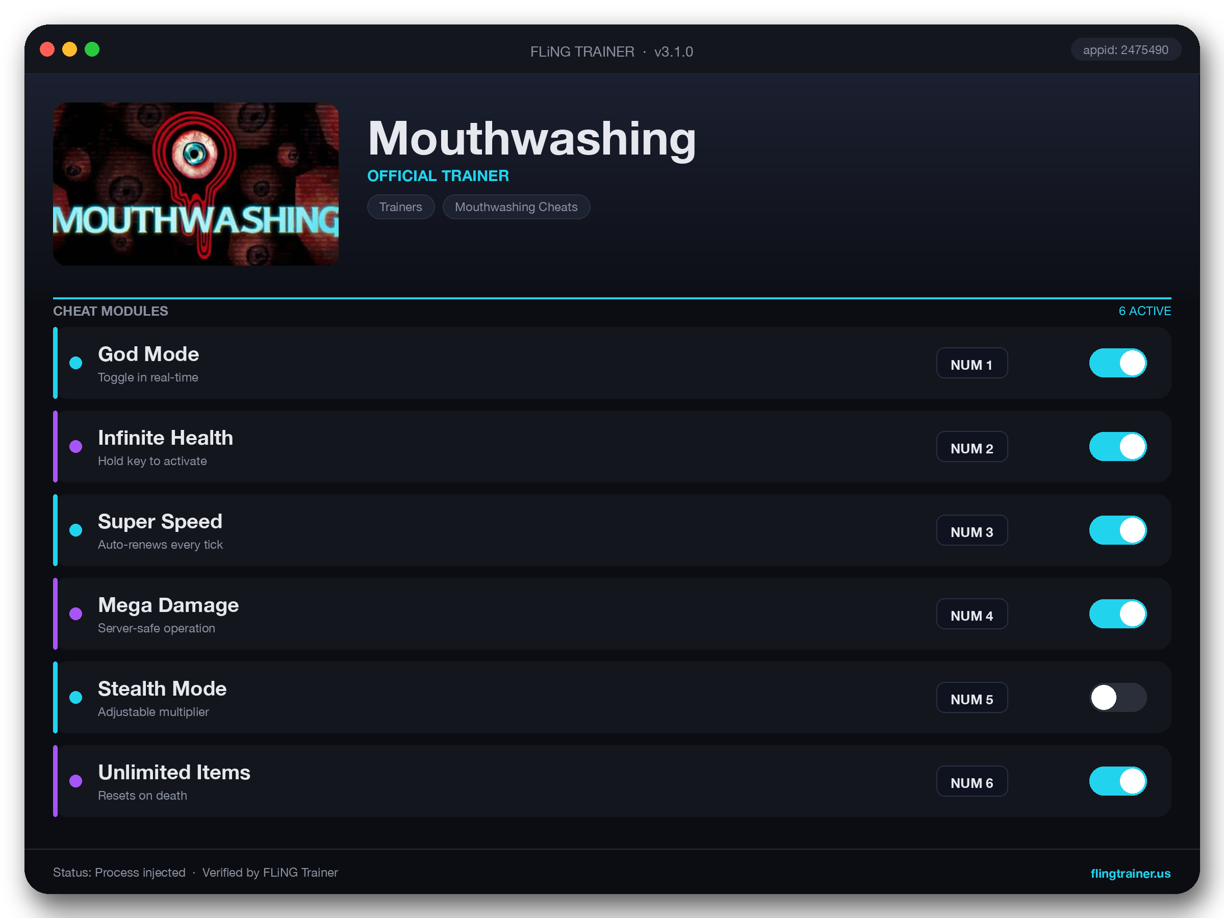 Mouthwashing Trainer interface