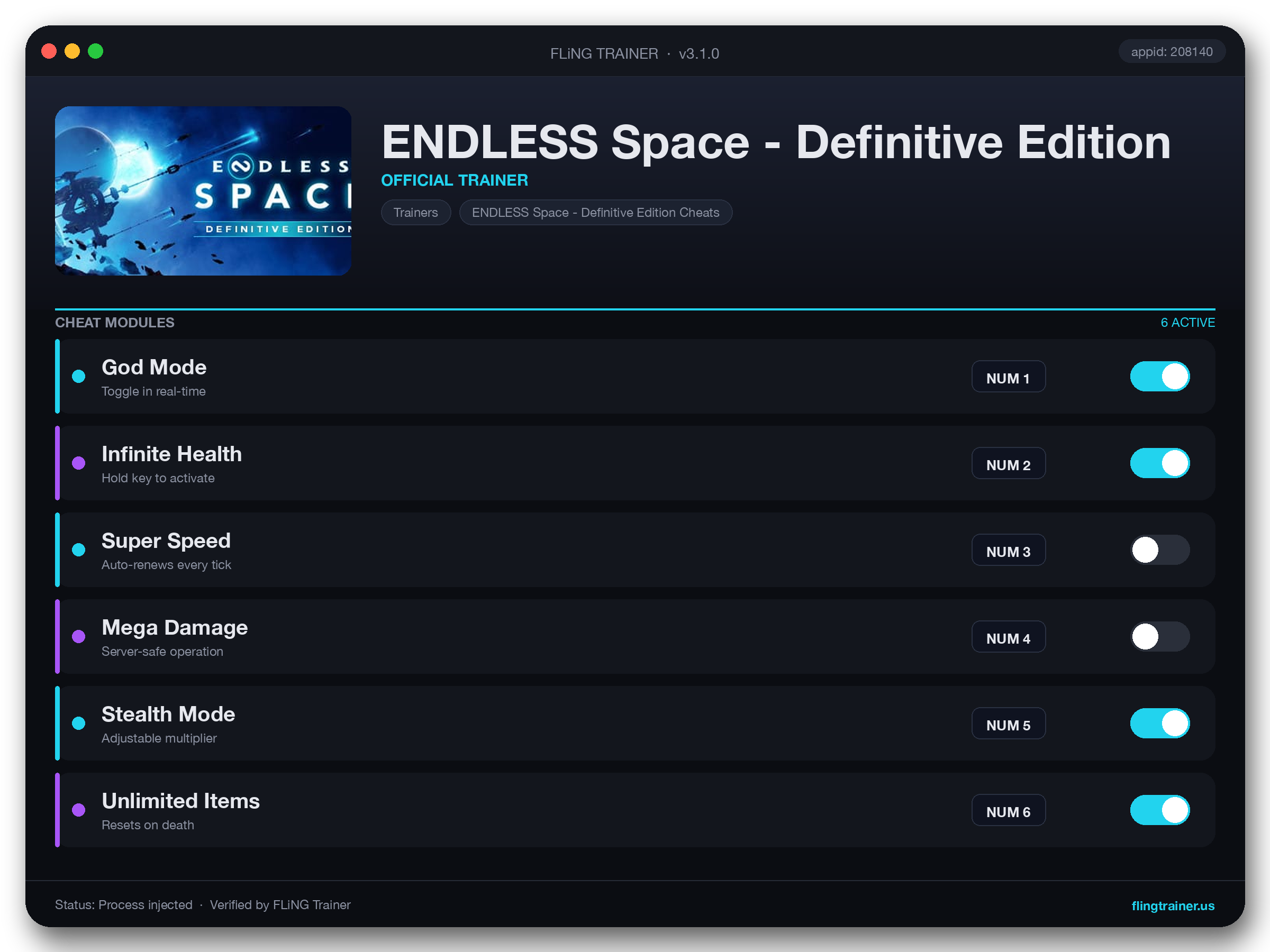 ENDLESS Space - Definitive Edition Trainer interface