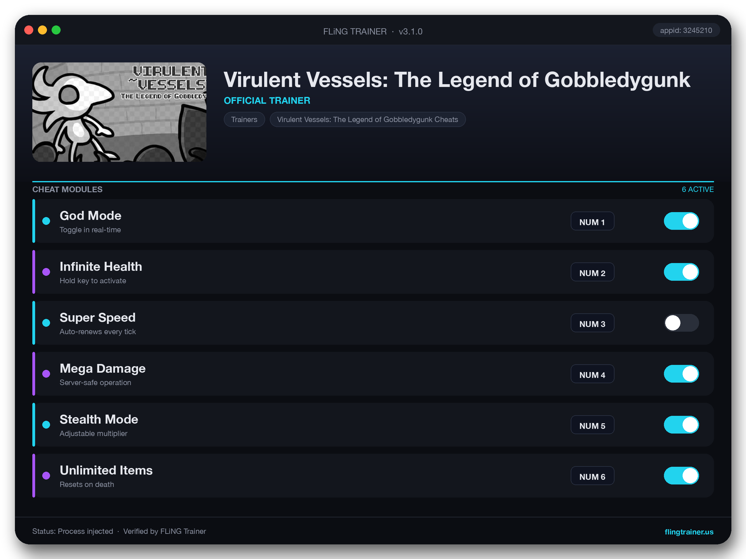 Virulent Vessels: The Legend of Gobbledygunk Trainer interface