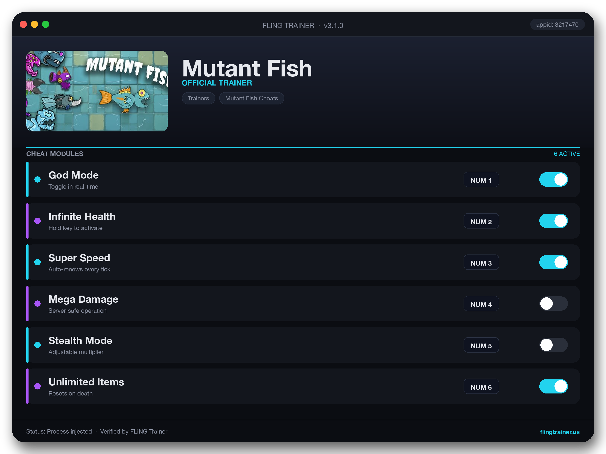 Mutant Fish Trainer interface