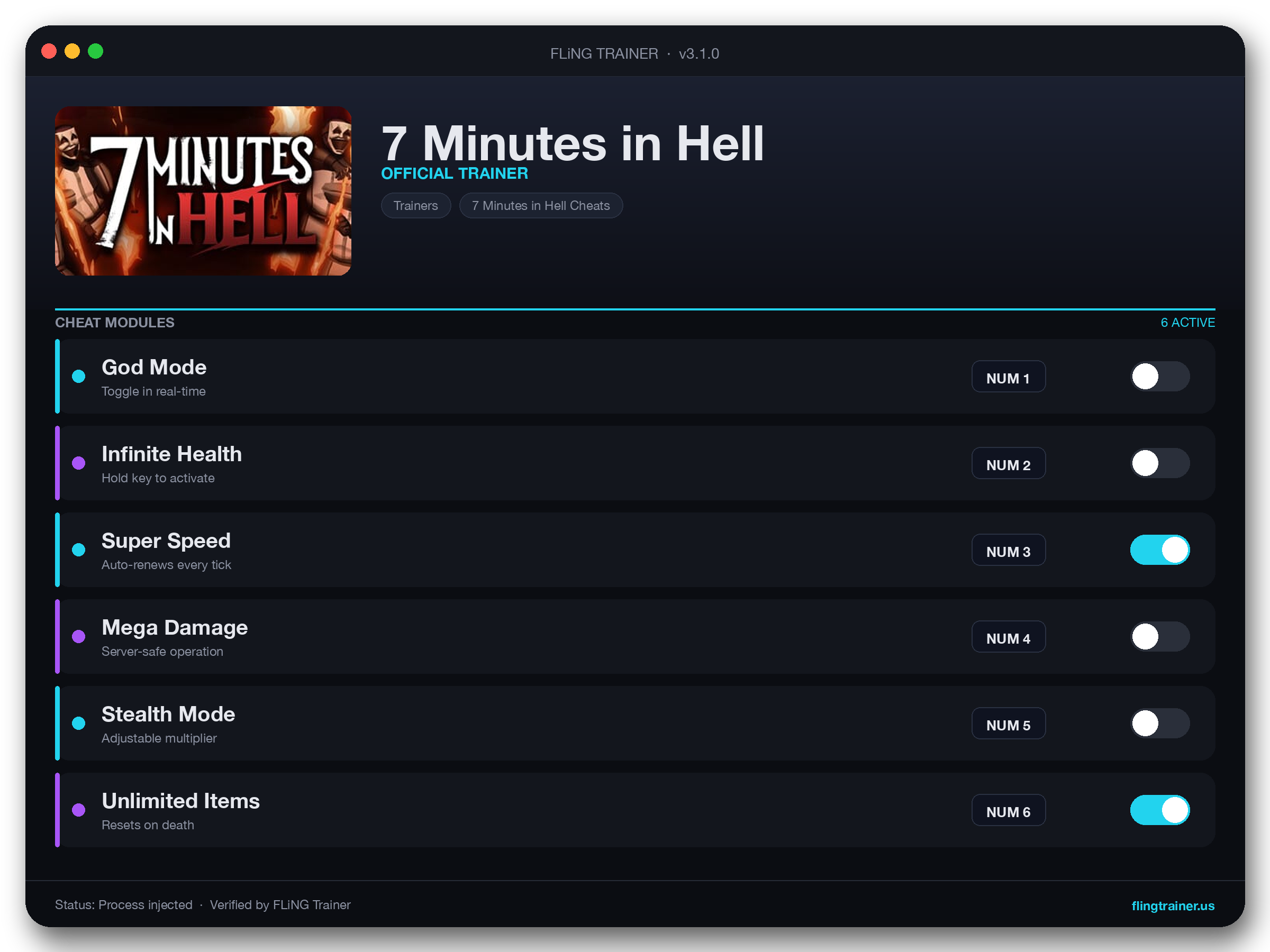 7 Minutes in Hell Trainer interface