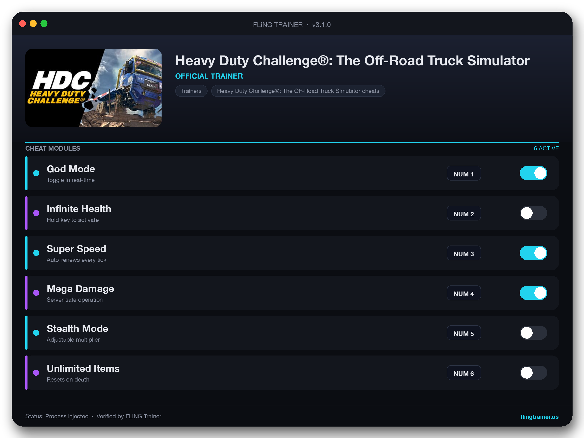 Heavy Duty Challenge®: The Off-Road Truck Simulator Trainer interface