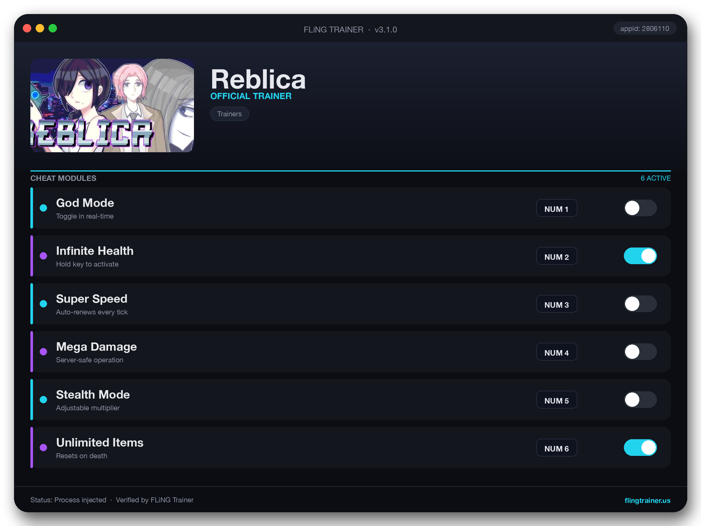 Reblica Trainer interface