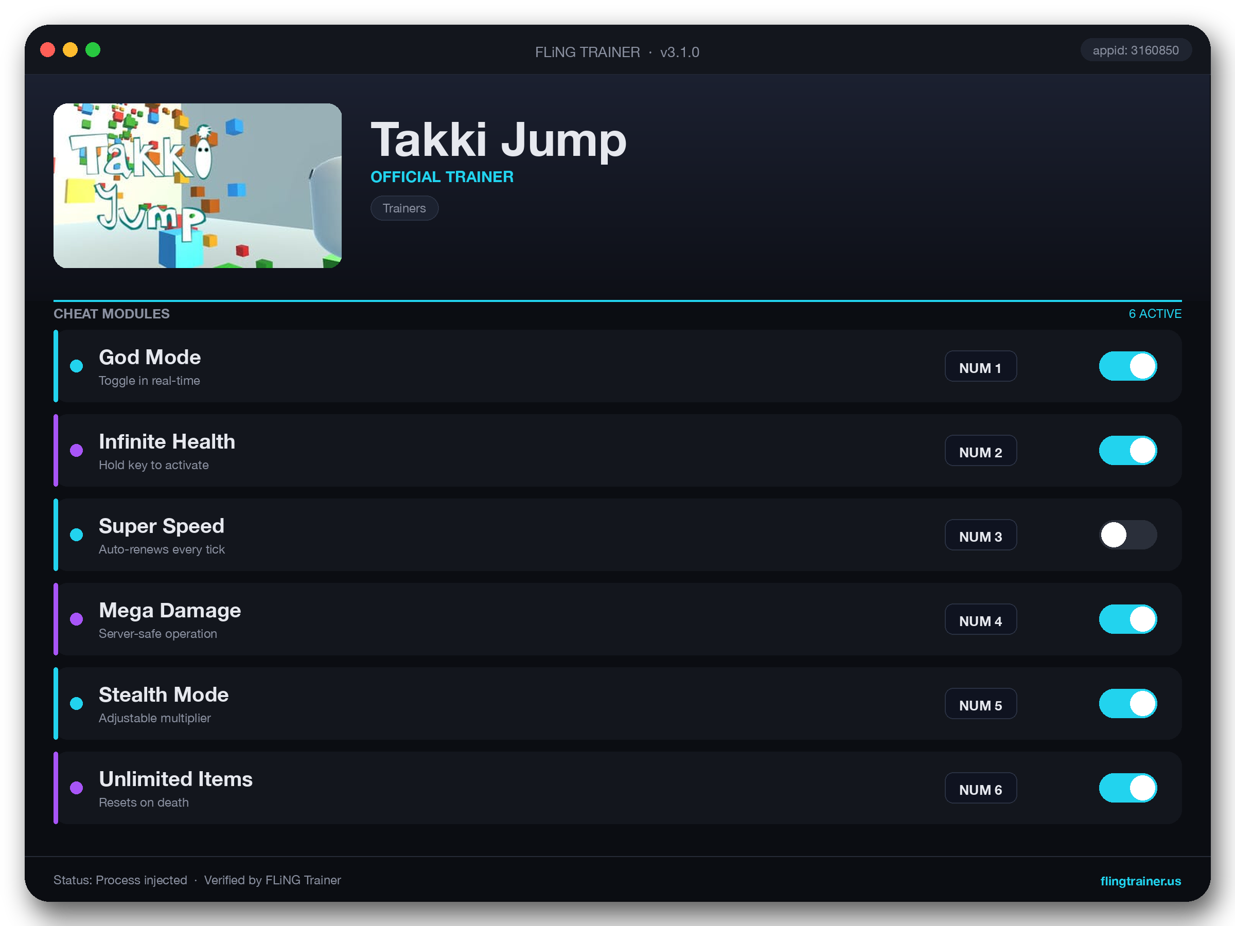 Takki Jump Trainer interface