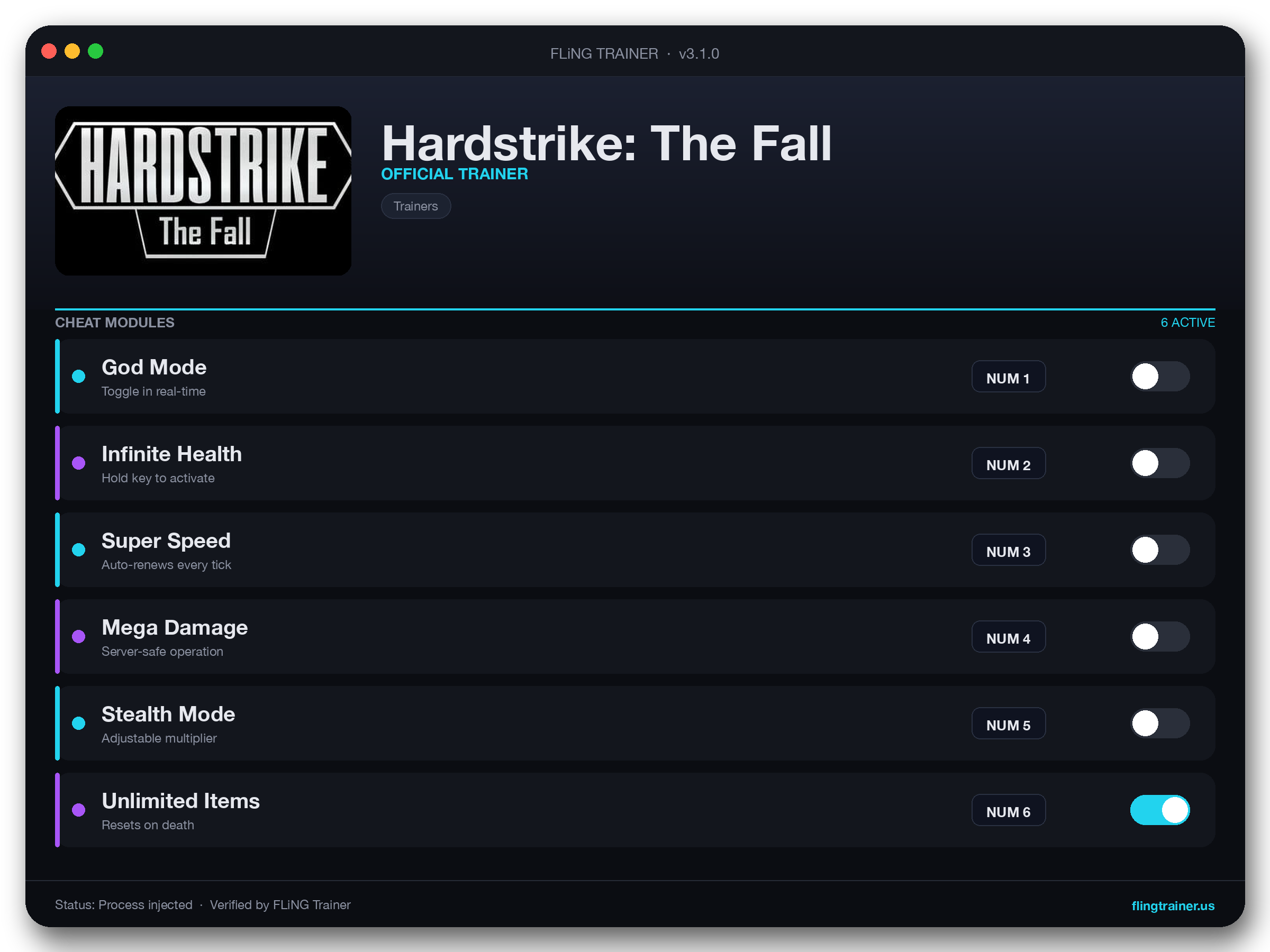 Hardstrike: The Fall Trainer interface
