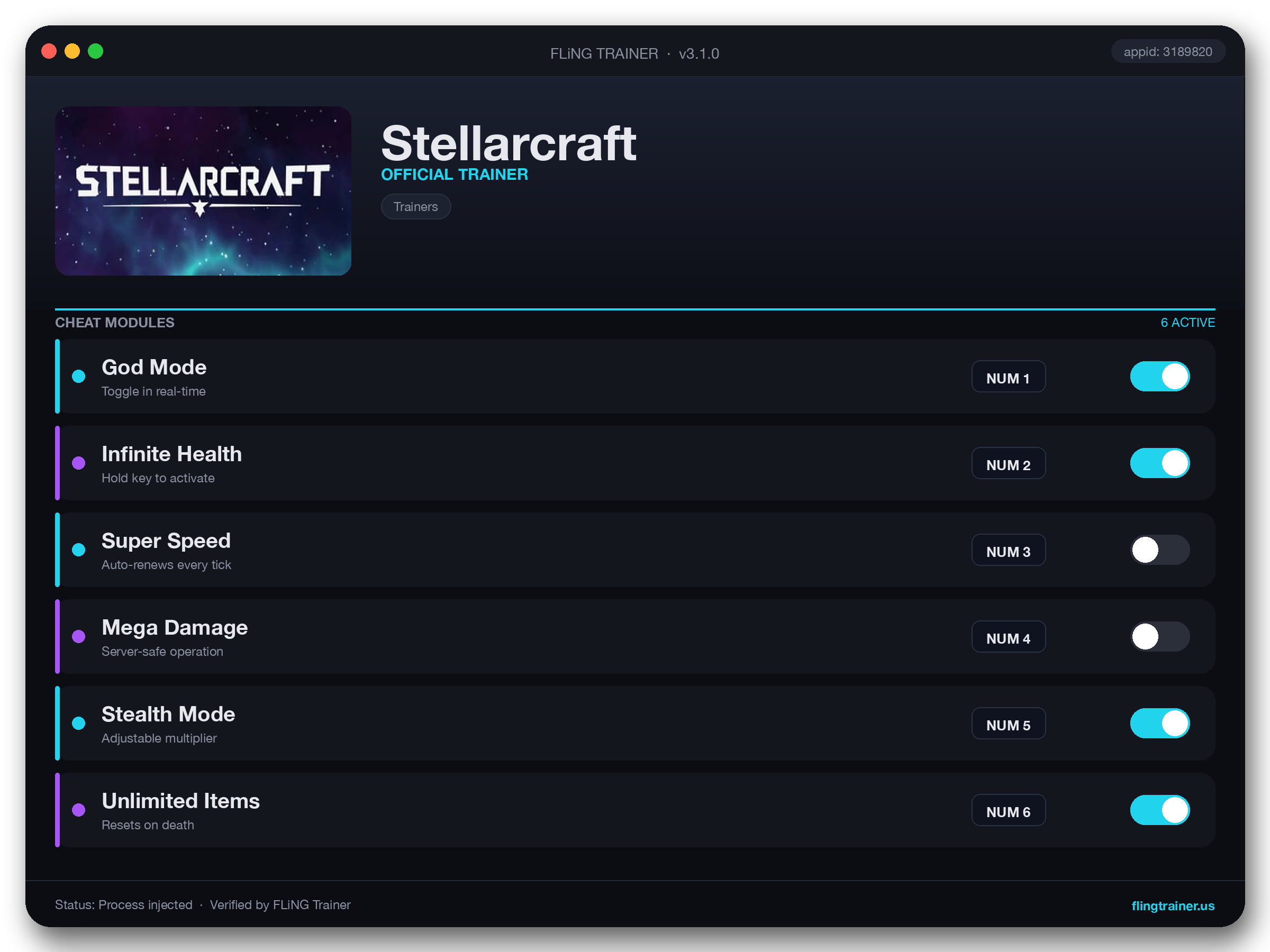 Stellarcraft Trainer interface
