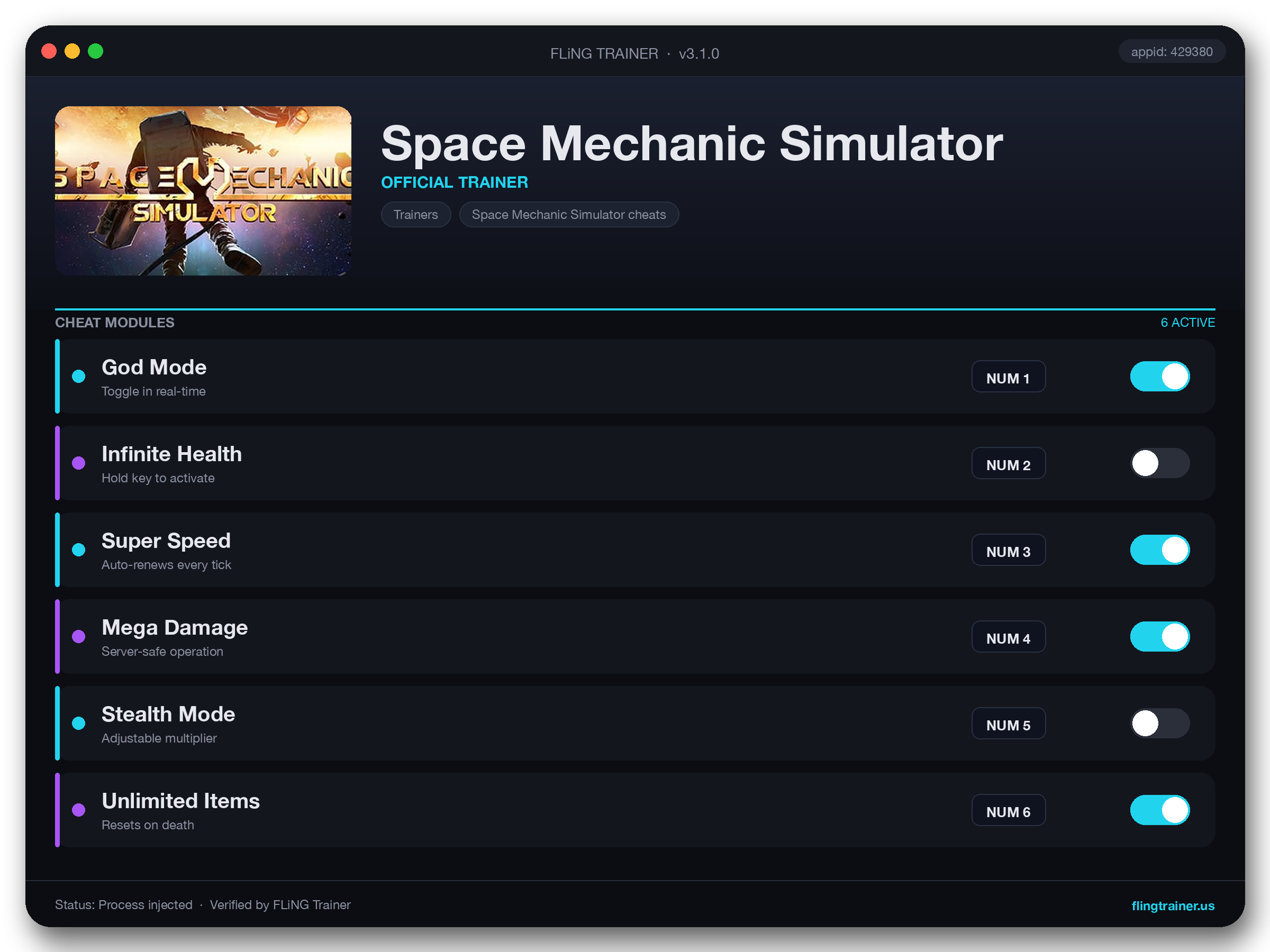 Space Mechanic Simulator Trainer interface