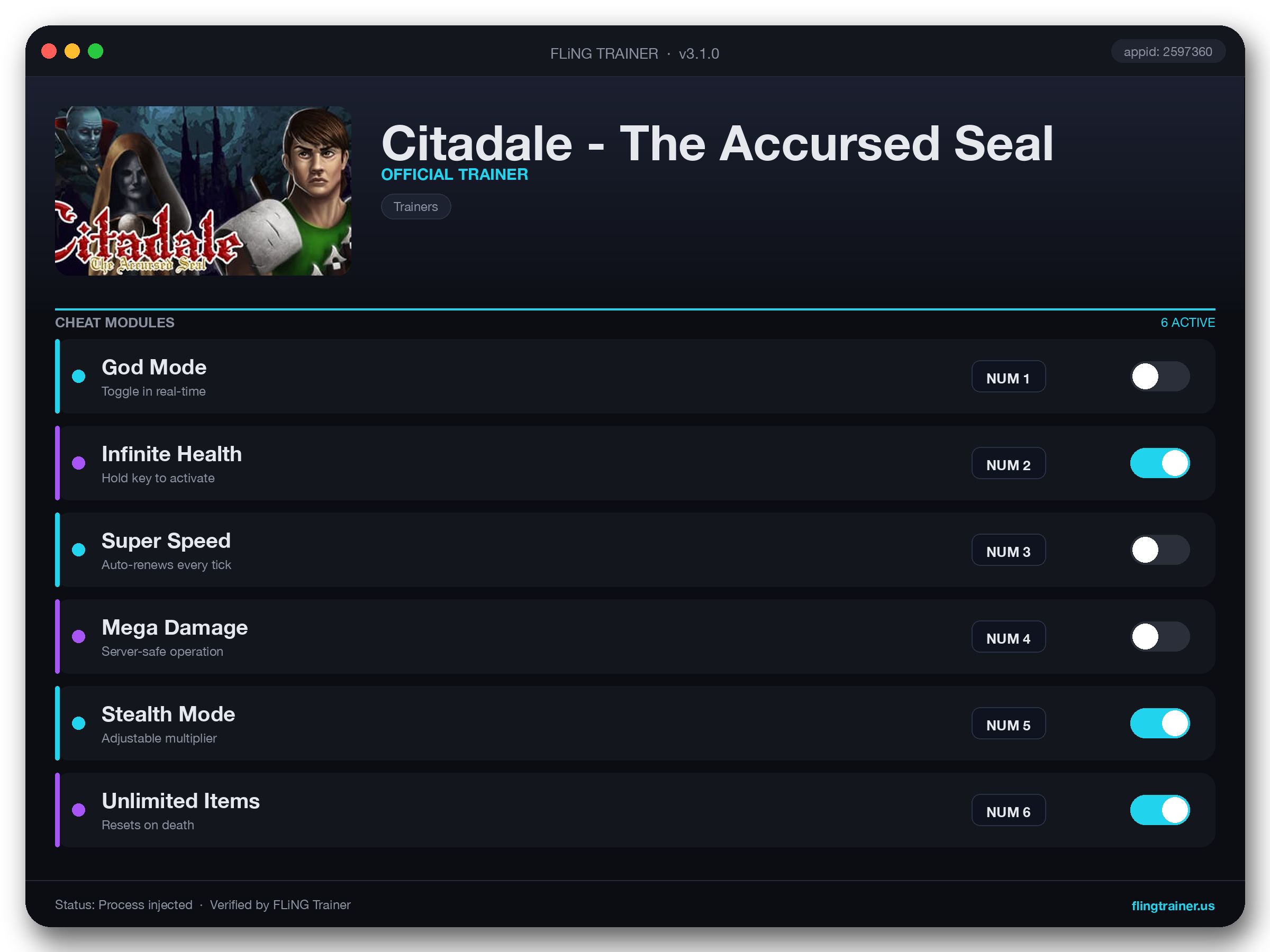 Citadale - The Accursed Seal Trainer interface