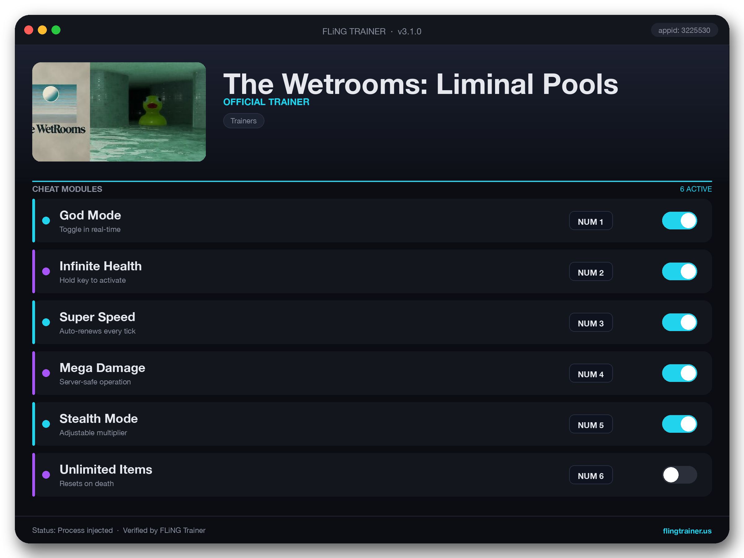 The Wetrooms: Liminal Pools Trainer interface