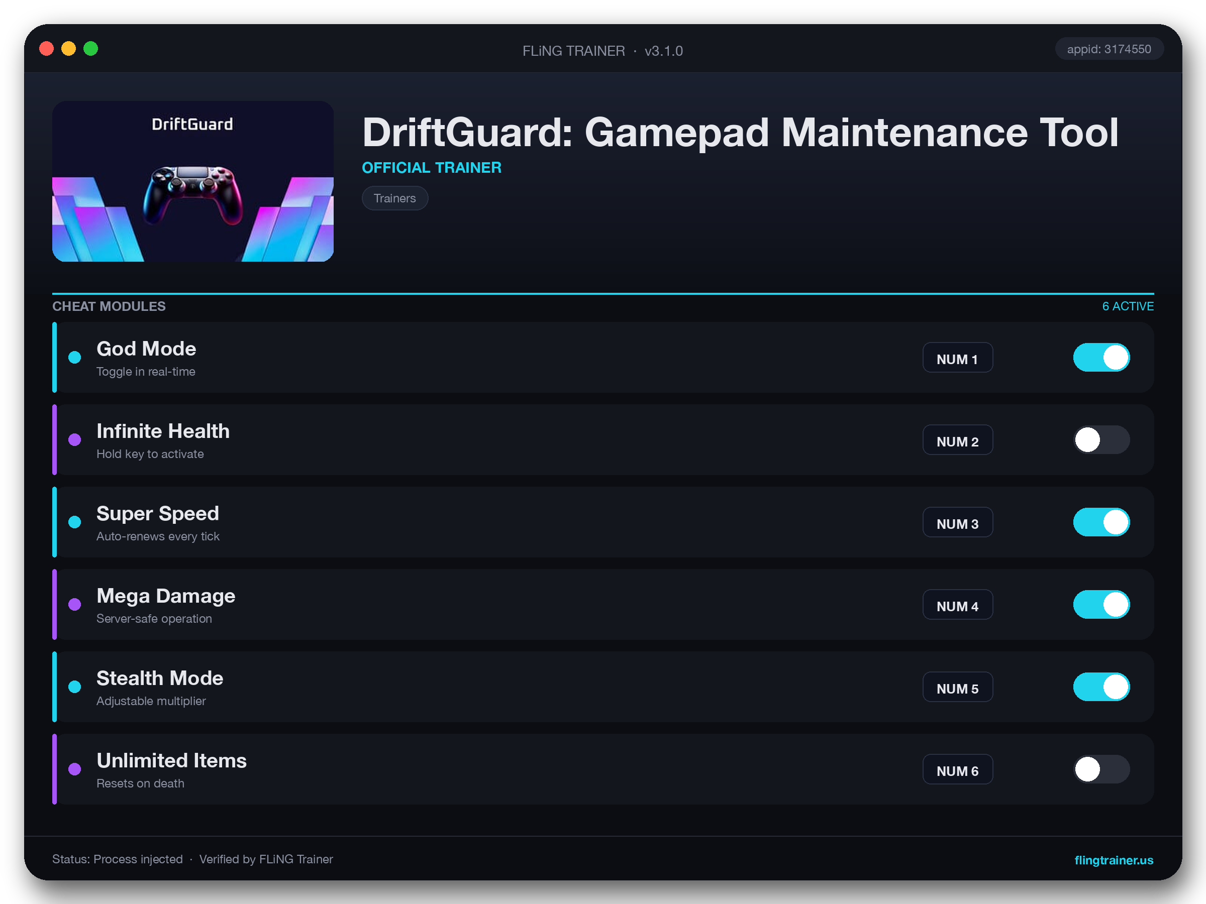 DriftGuard: Gamepad Maintenance Tool Trainer interface