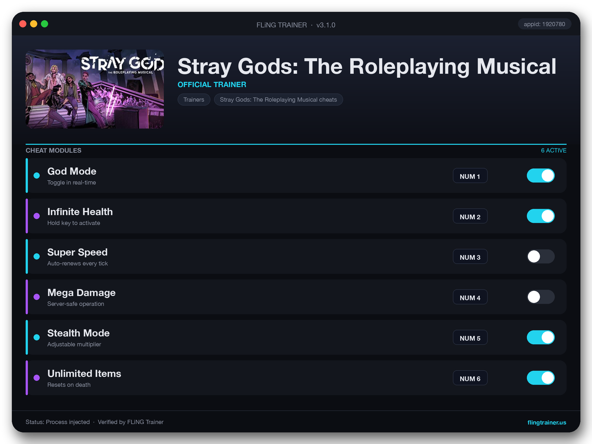 Stray Gods: The Roleplaying Musical Trainer interface