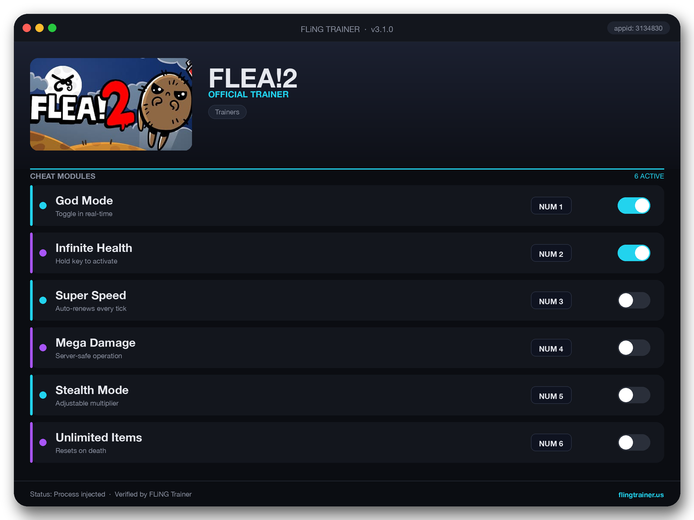 FLEA!2 Trainer interface