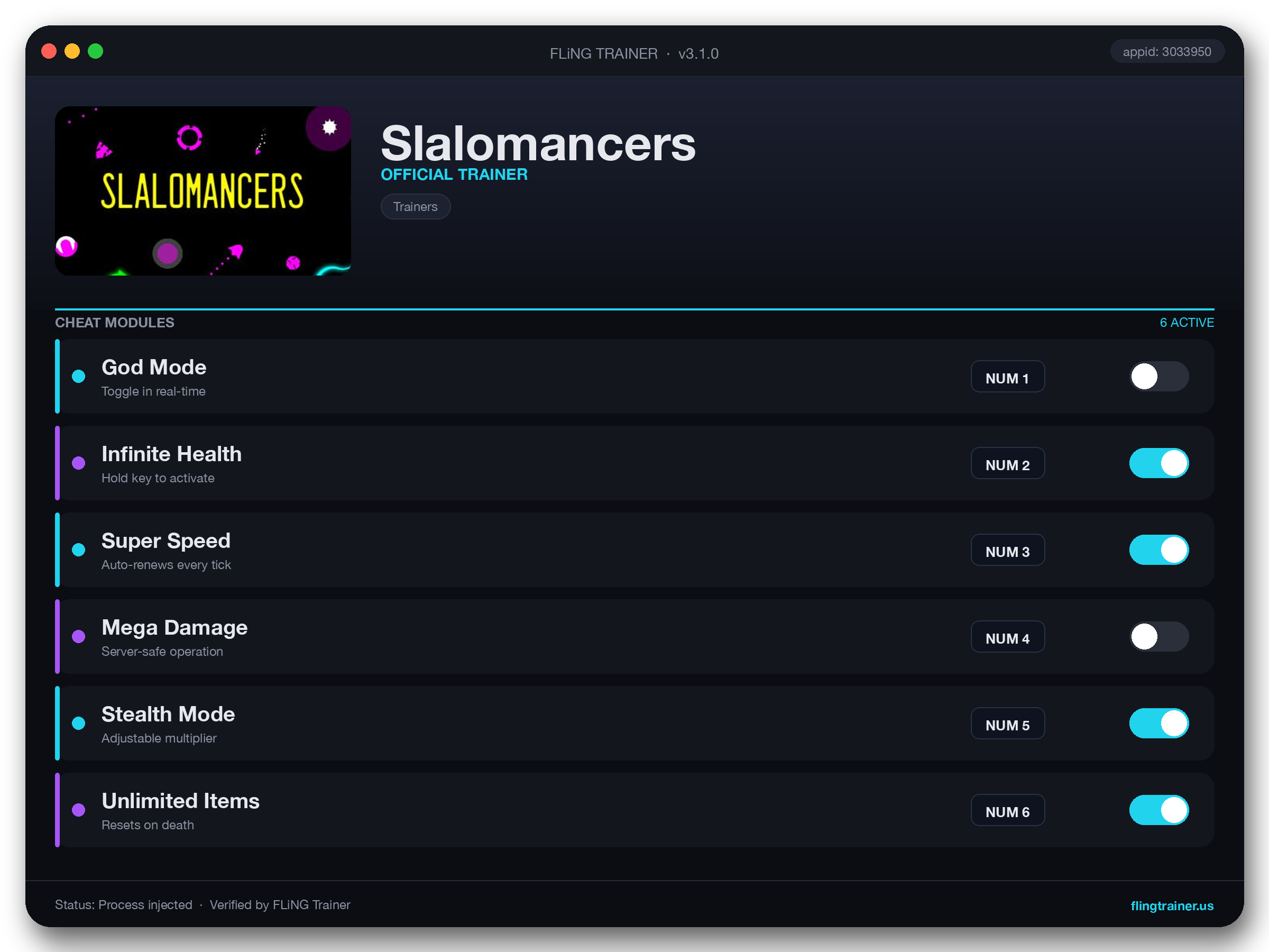 Slalomancers Trainer interface