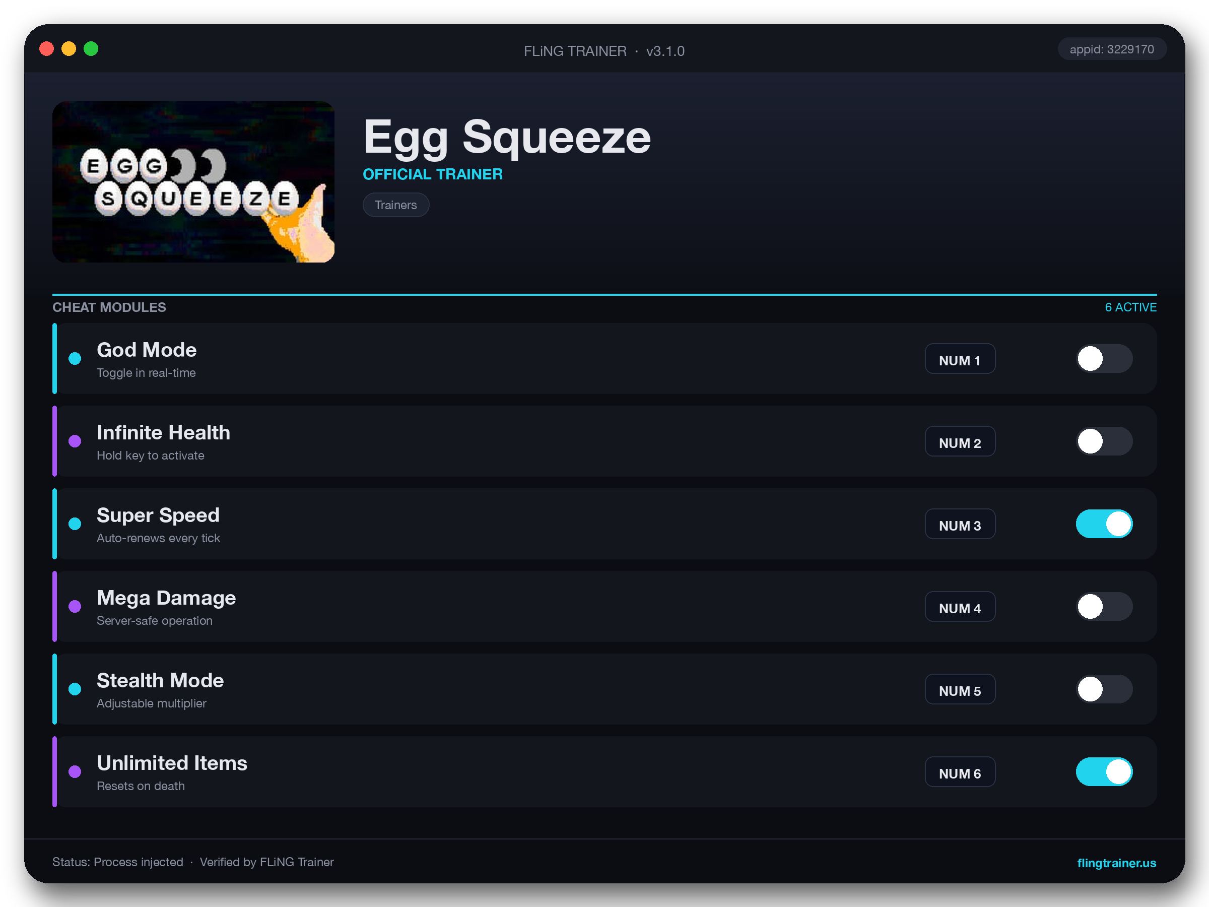 Egg Squeeze Trainer interface