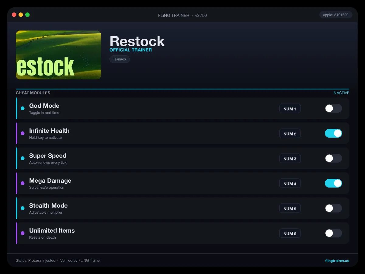 Restock Trainer interface