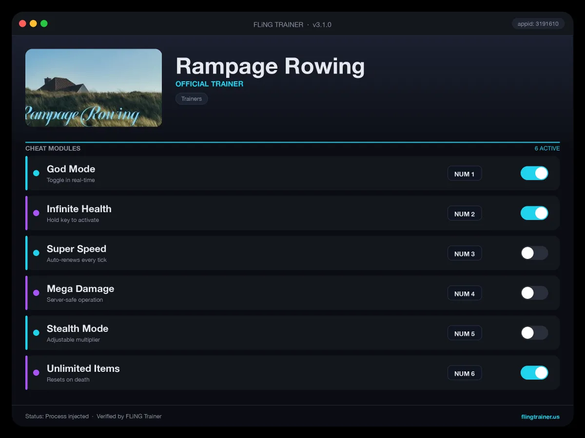Rampage Rowing Trainer interface