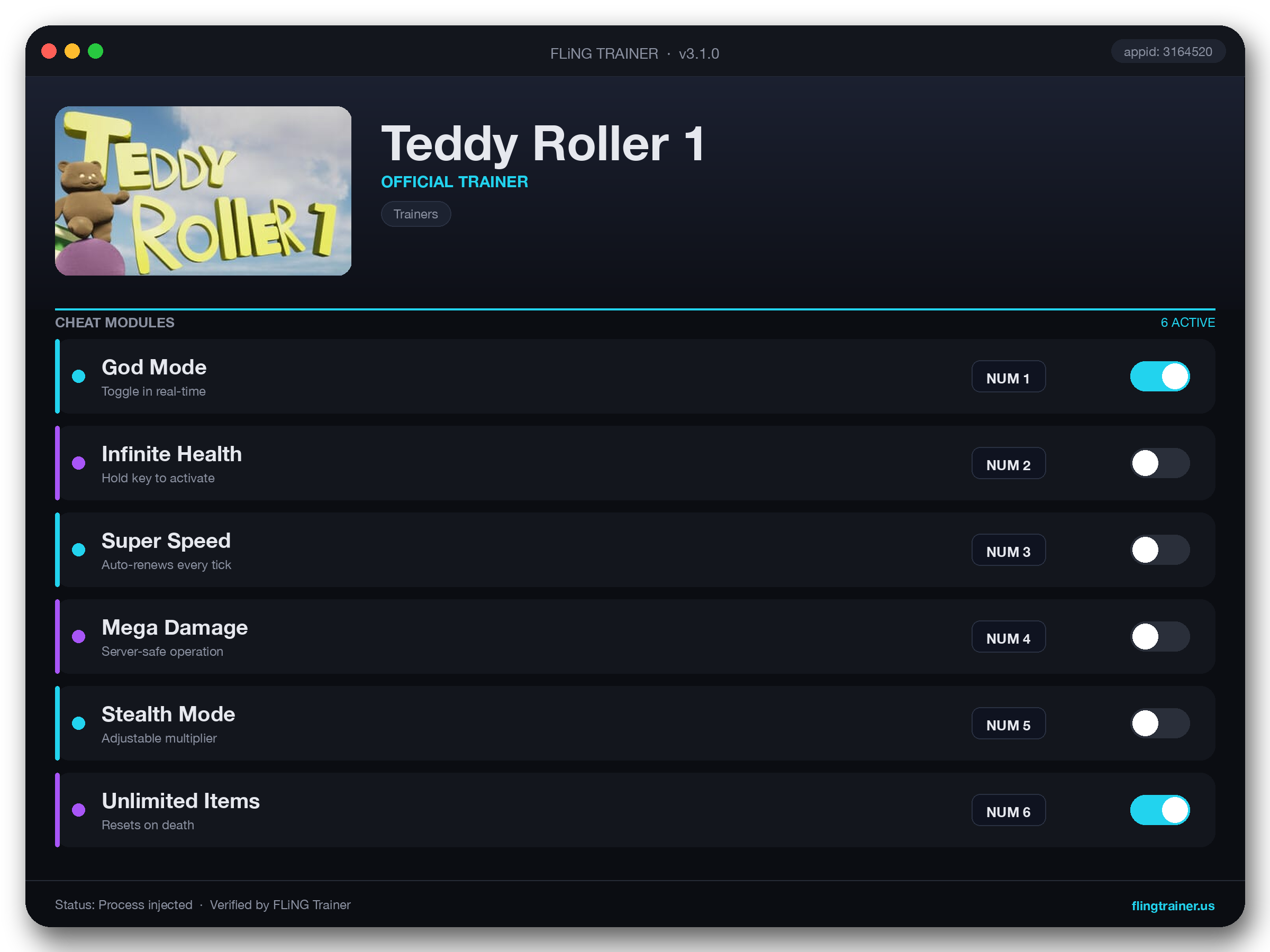 Teddy Roller 1 Trainer interface