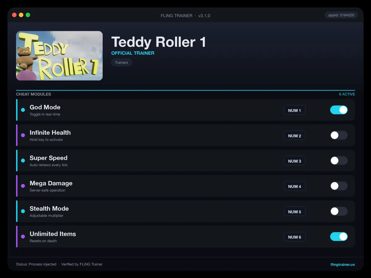 Teddy Roller 1 Trainer interface