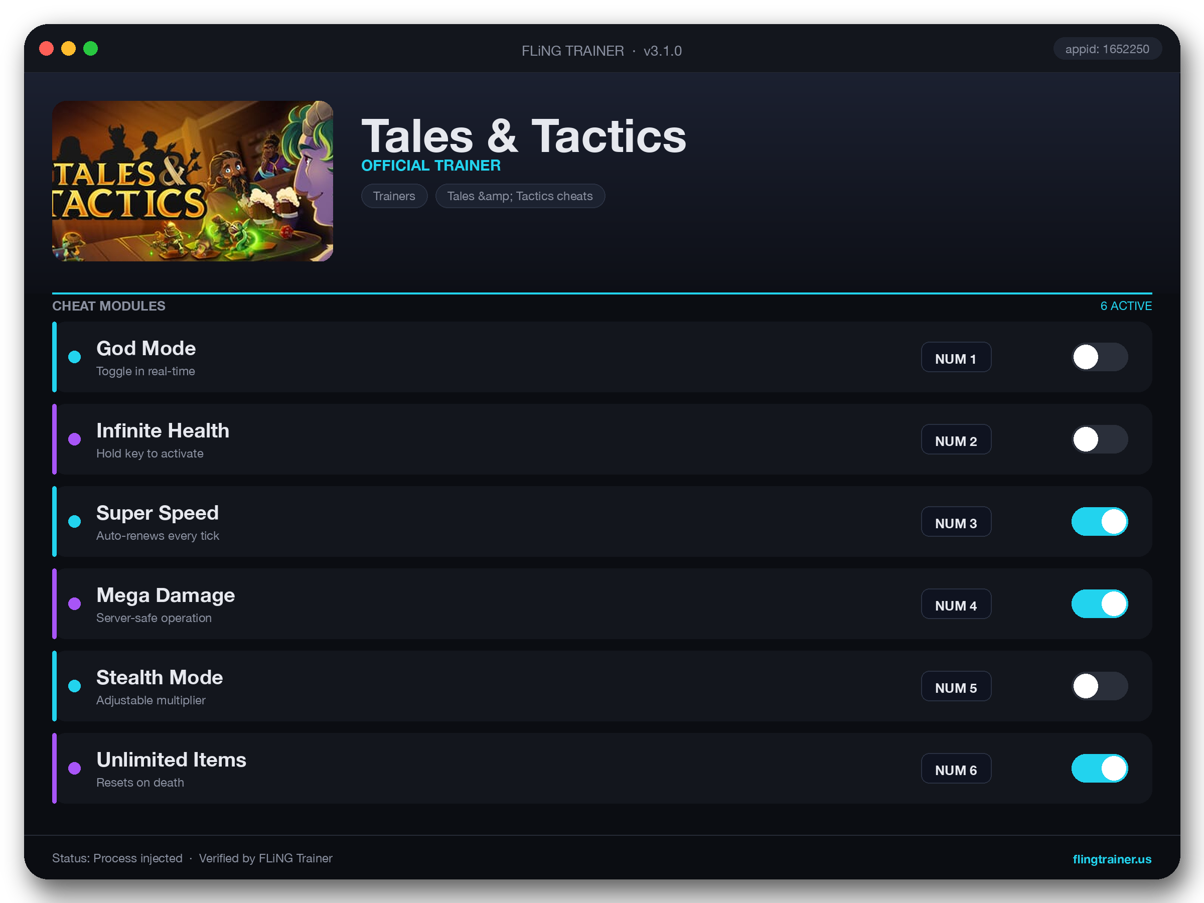 Tales & Tactics Trainer interface