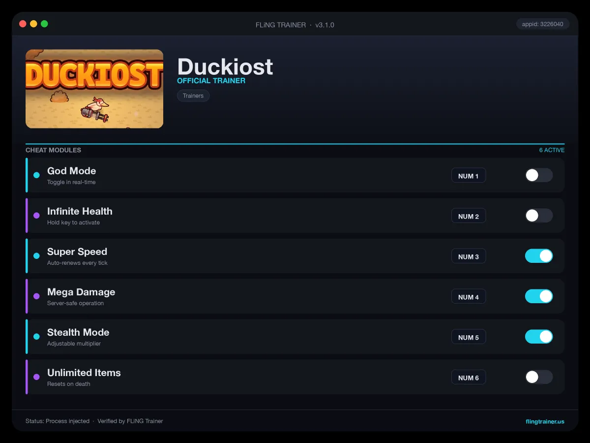 Duckiost Trainer interface
