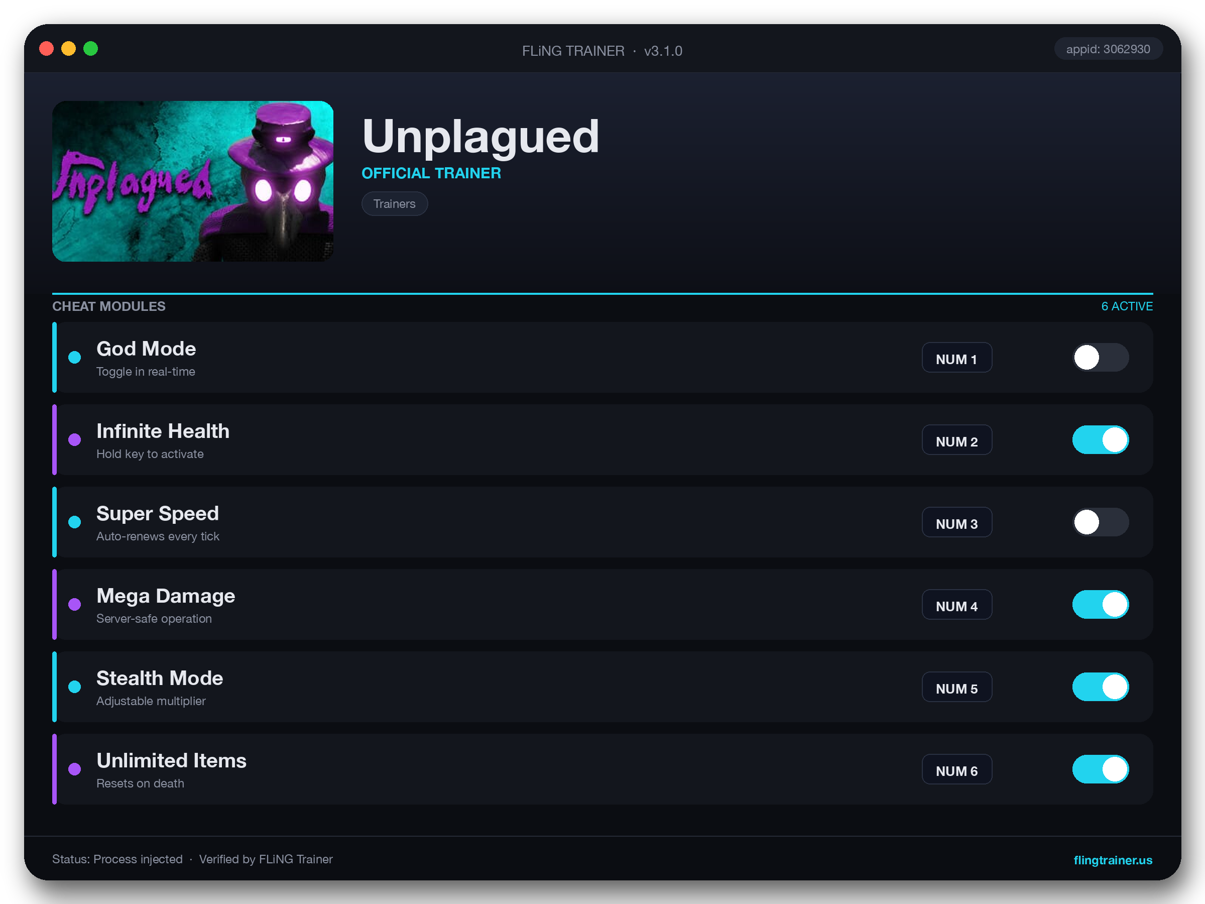 Unplagued Trainer interface
