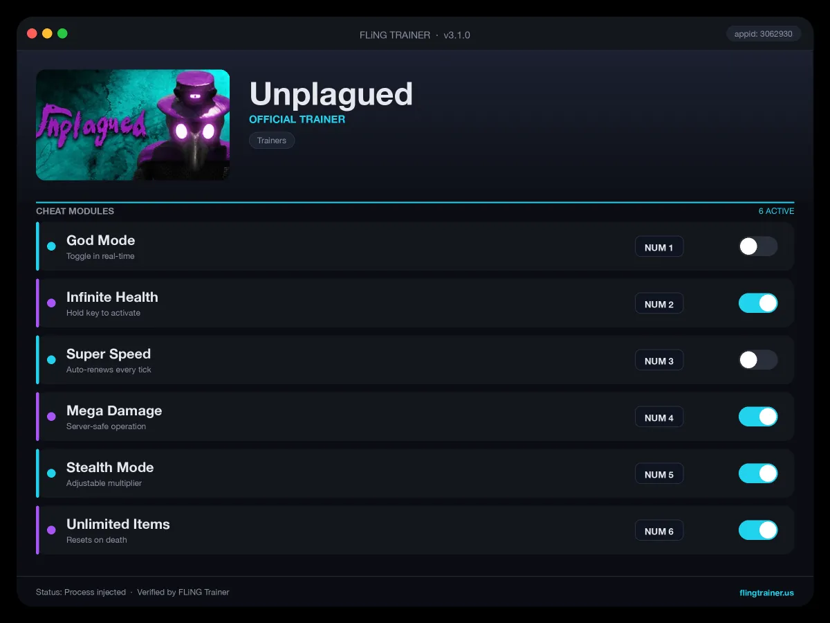Unplagued Trainer interface