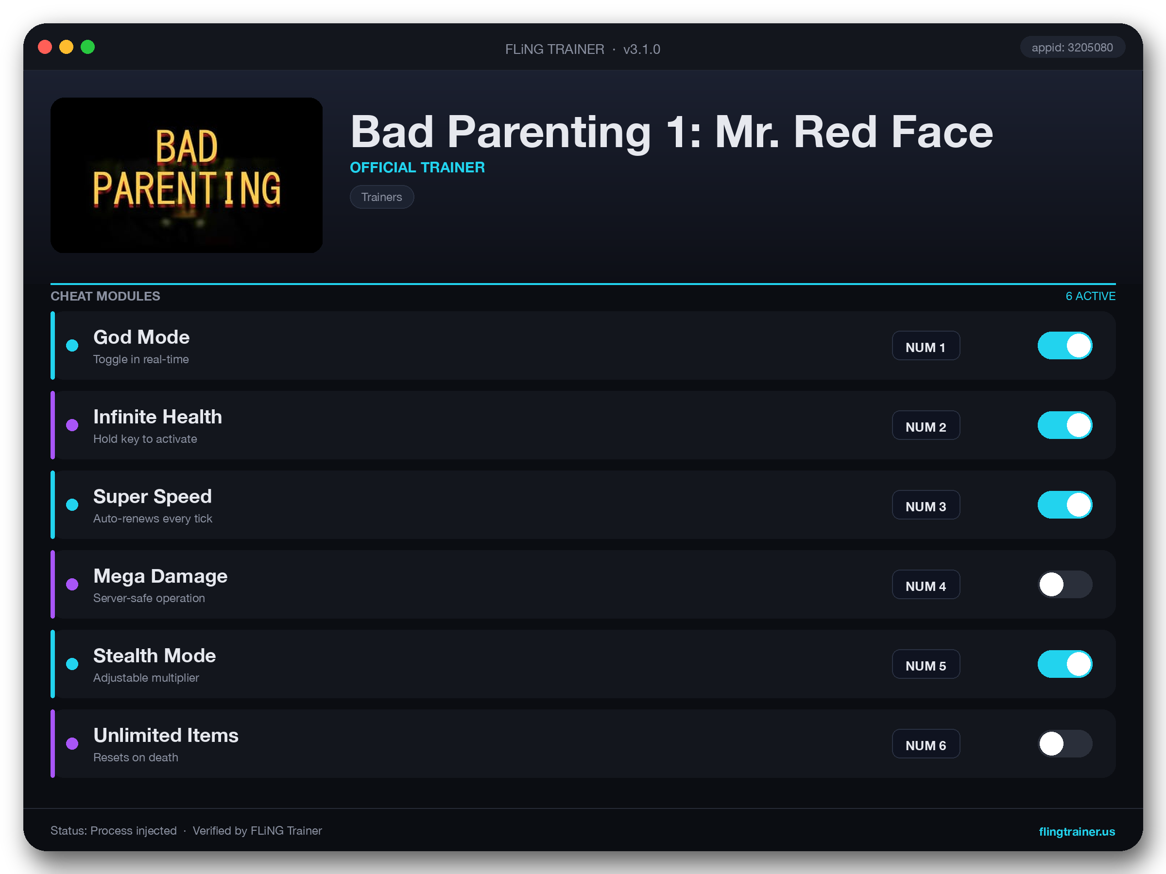 Bad Parenting 1: Mr. Red Face Trainer interface