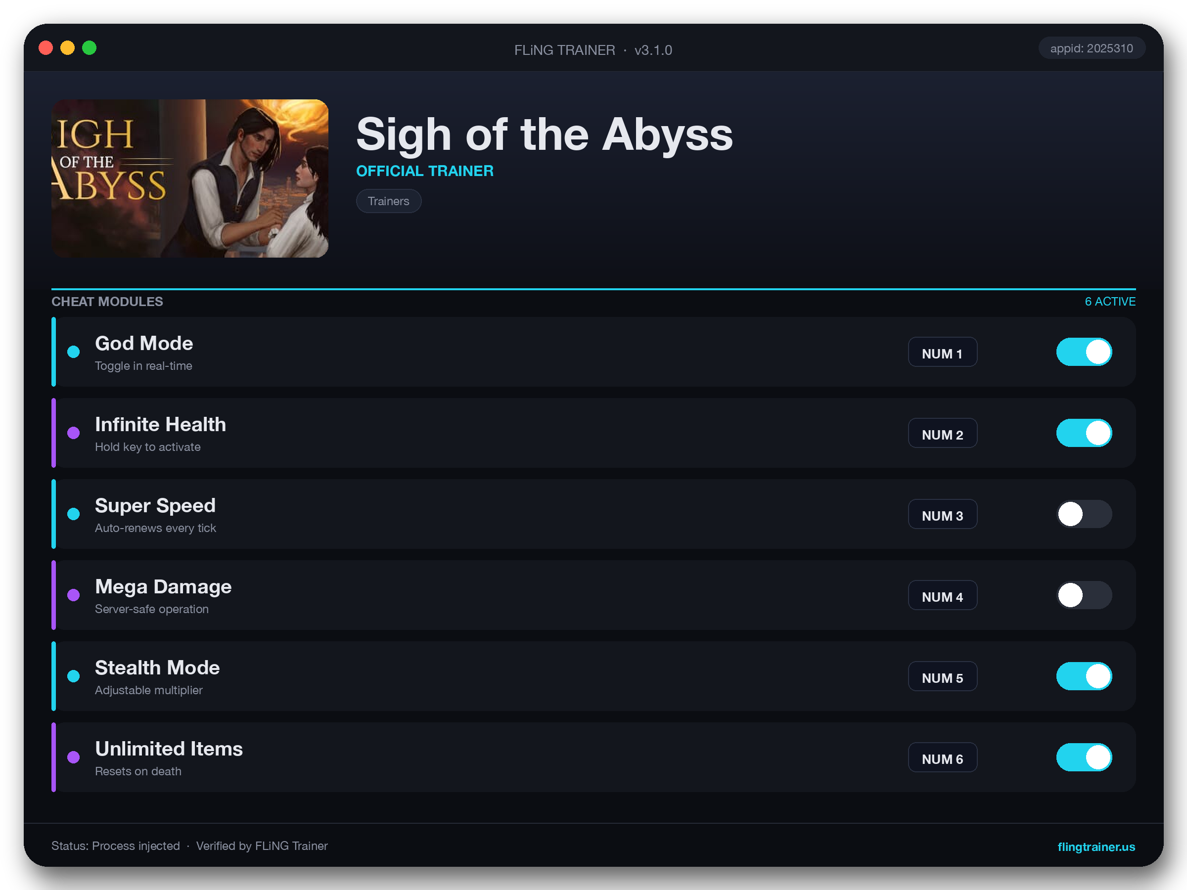 Sigh of the Abyss Trainer interface