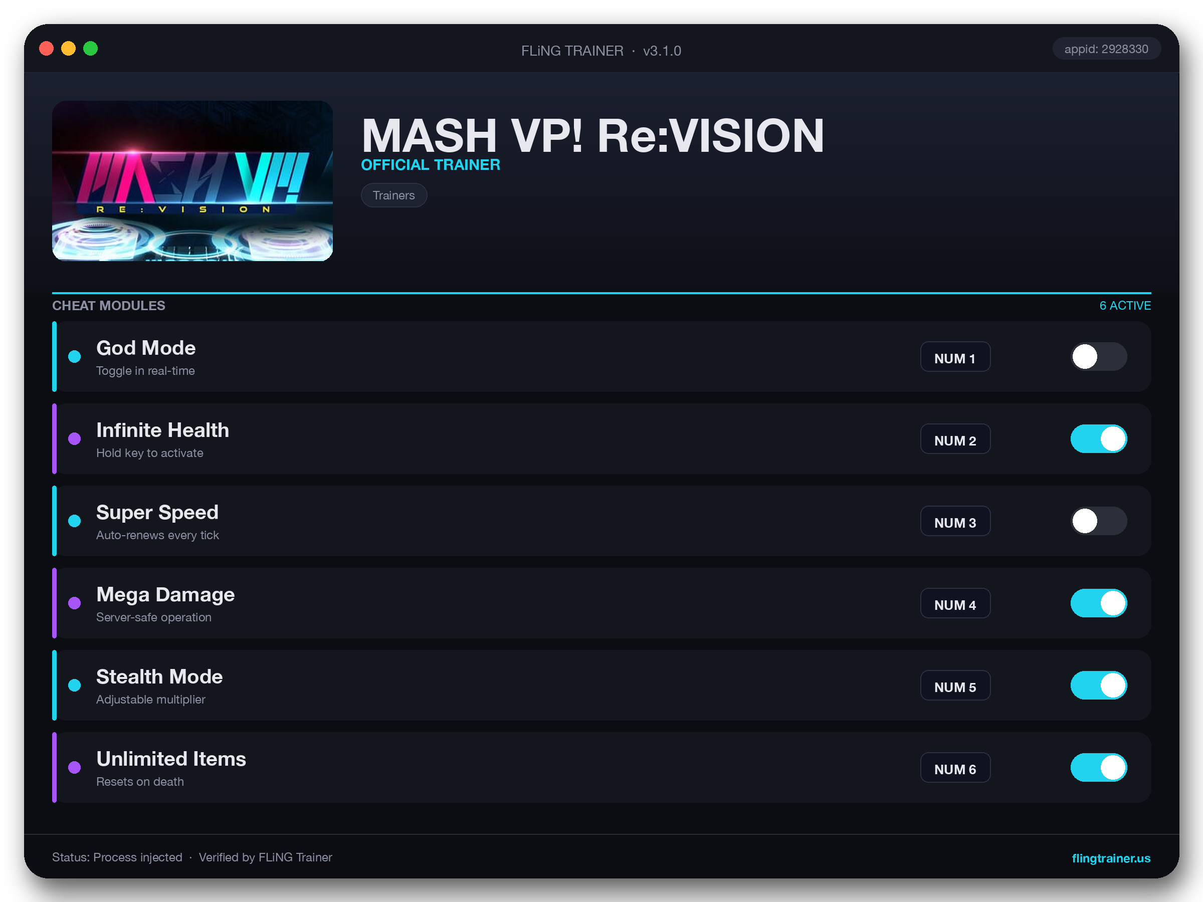 MASH VP! Re:VISION Trainer interface
