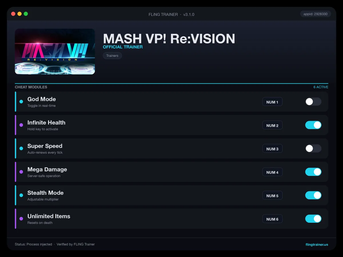 MASH VP! Re:VISION Trainer interface