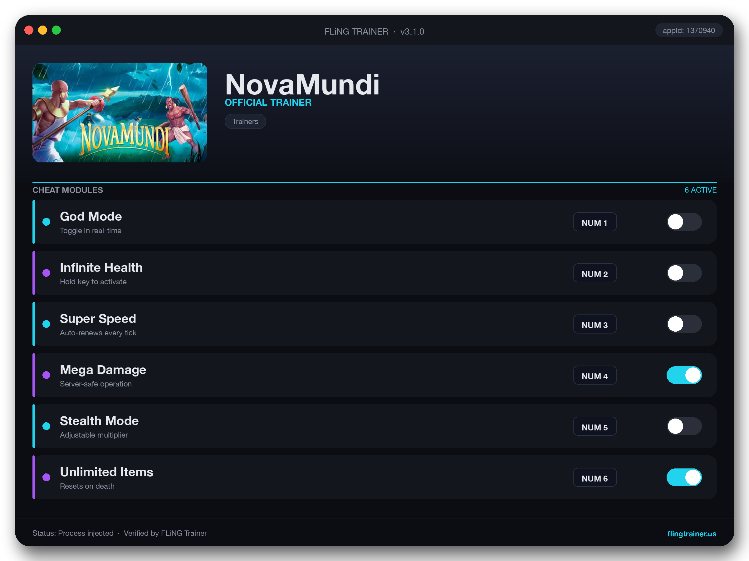 NovaMundi Trainer interface