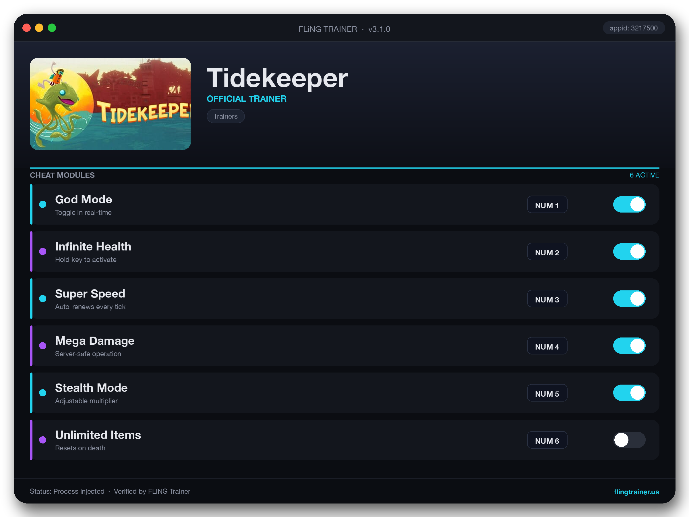 Tidekeeper Trainer interface