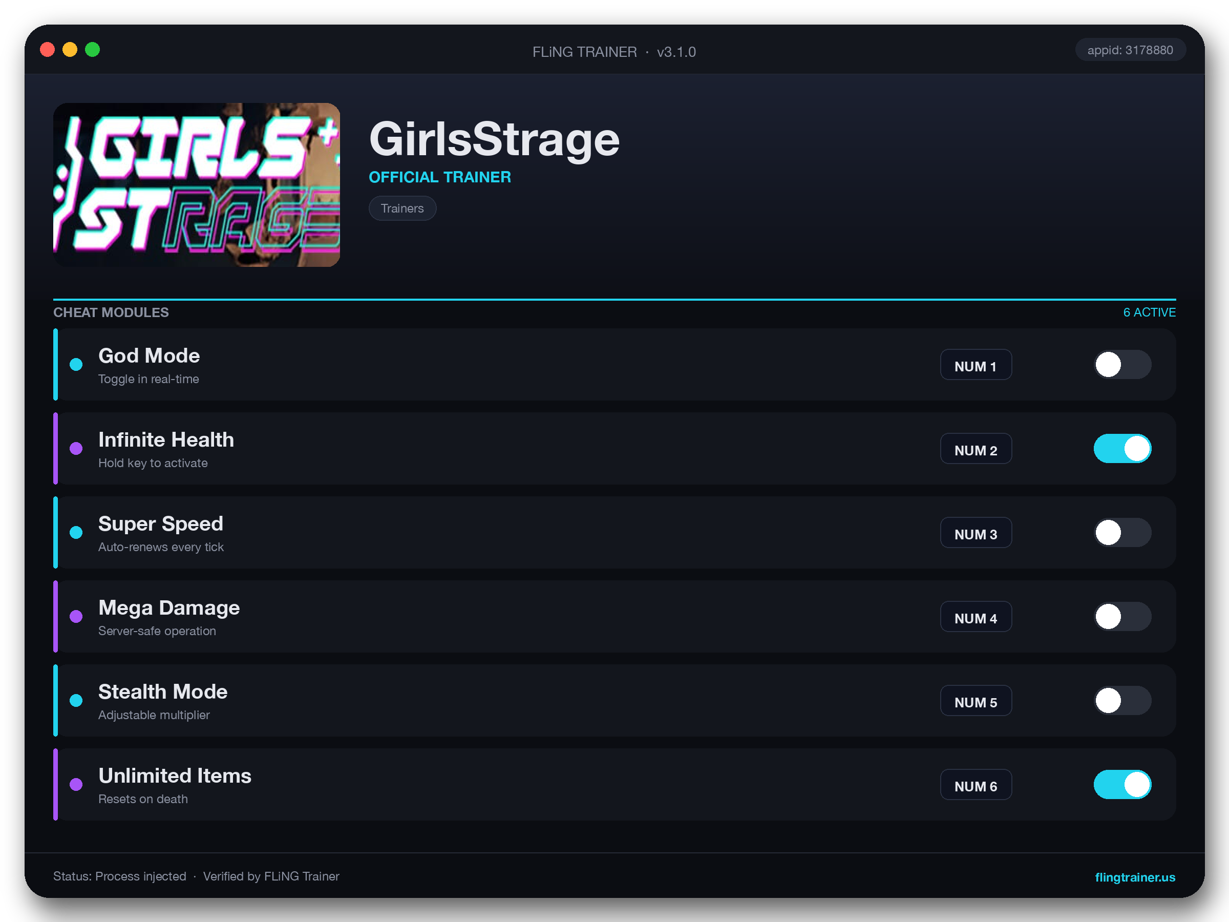 GirlsStrage Trainer interface