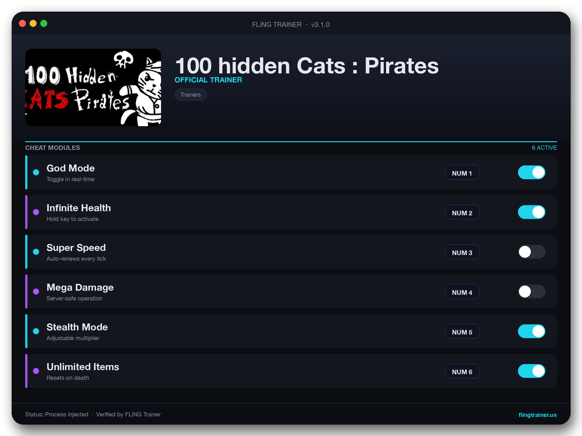 100 hidden Cats : Pirates Trainer interface