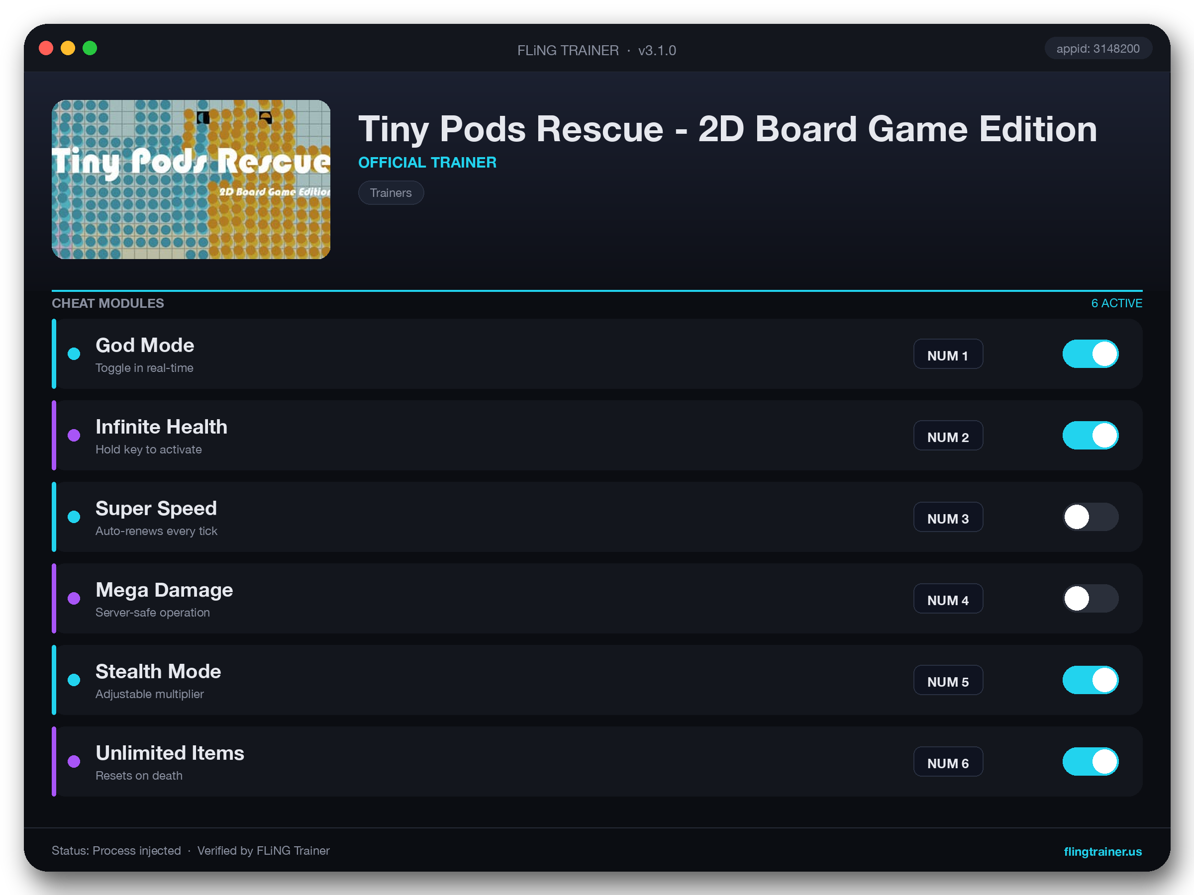 Tiny Pods Rescue - 2D Board Game Edition Trainer interface