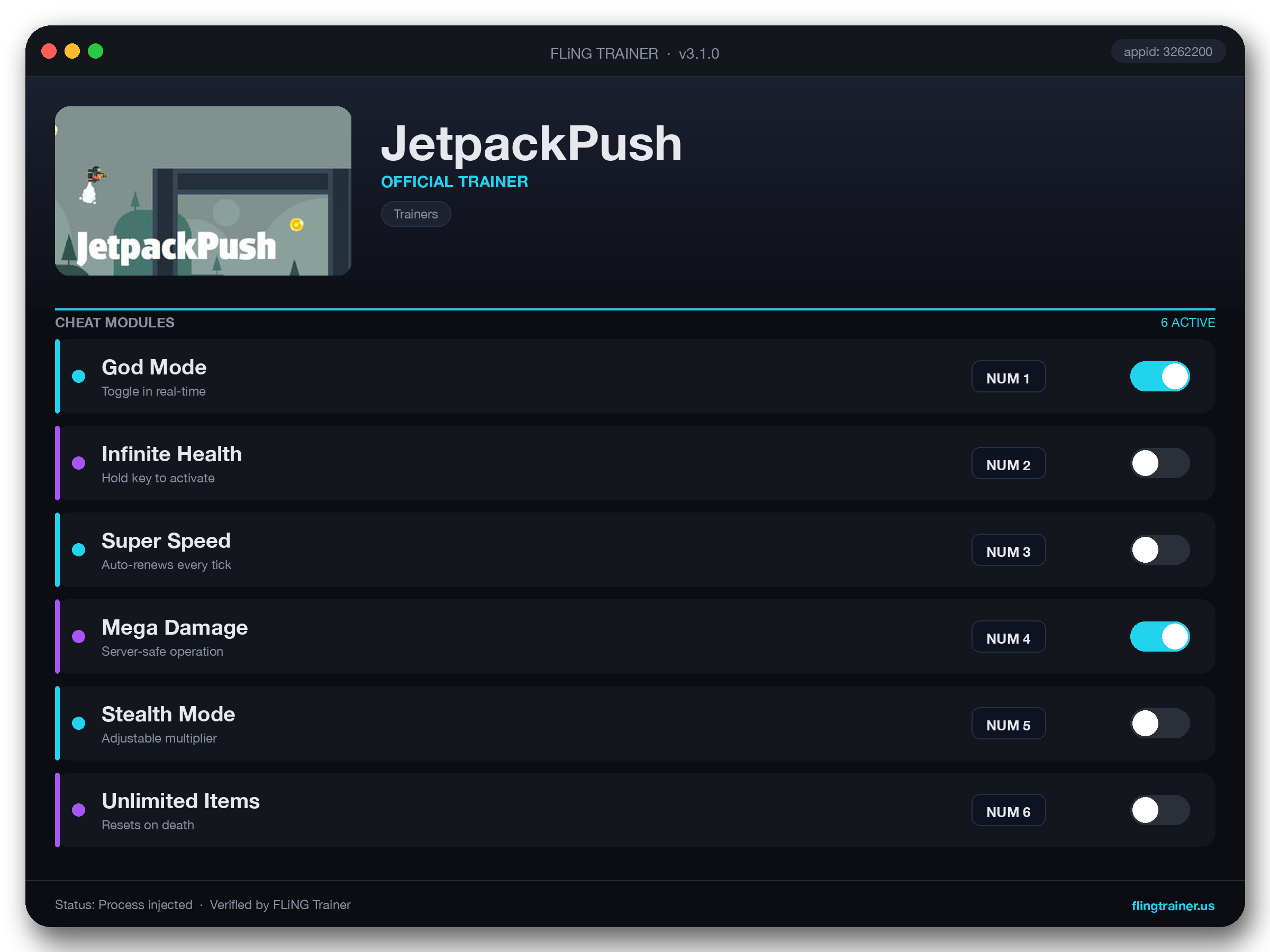 JetpackPush Trainer interface