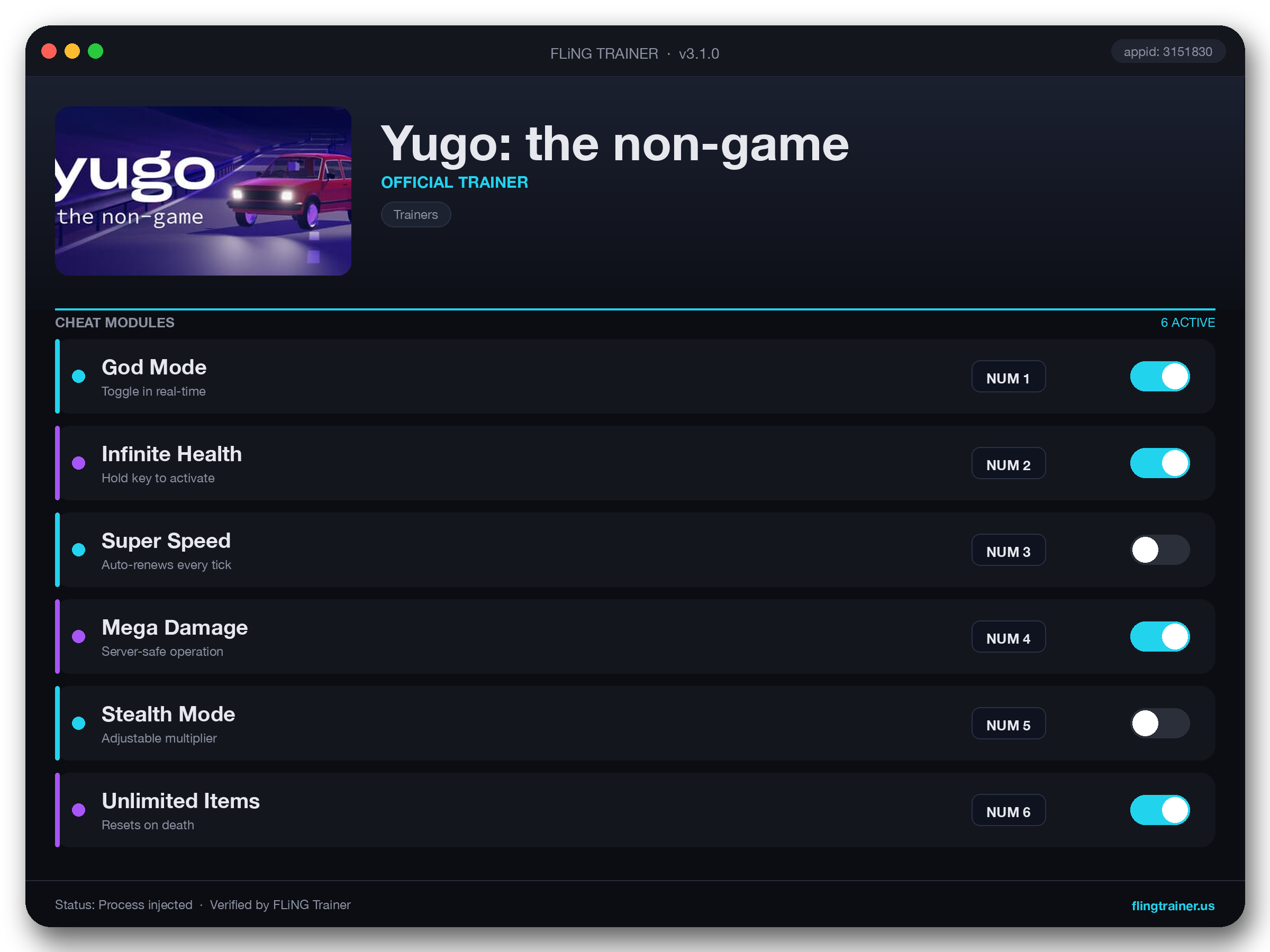 Yugo: the non-game Trainer interface