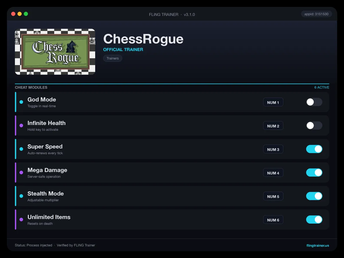 ChessRogue Trainer interface