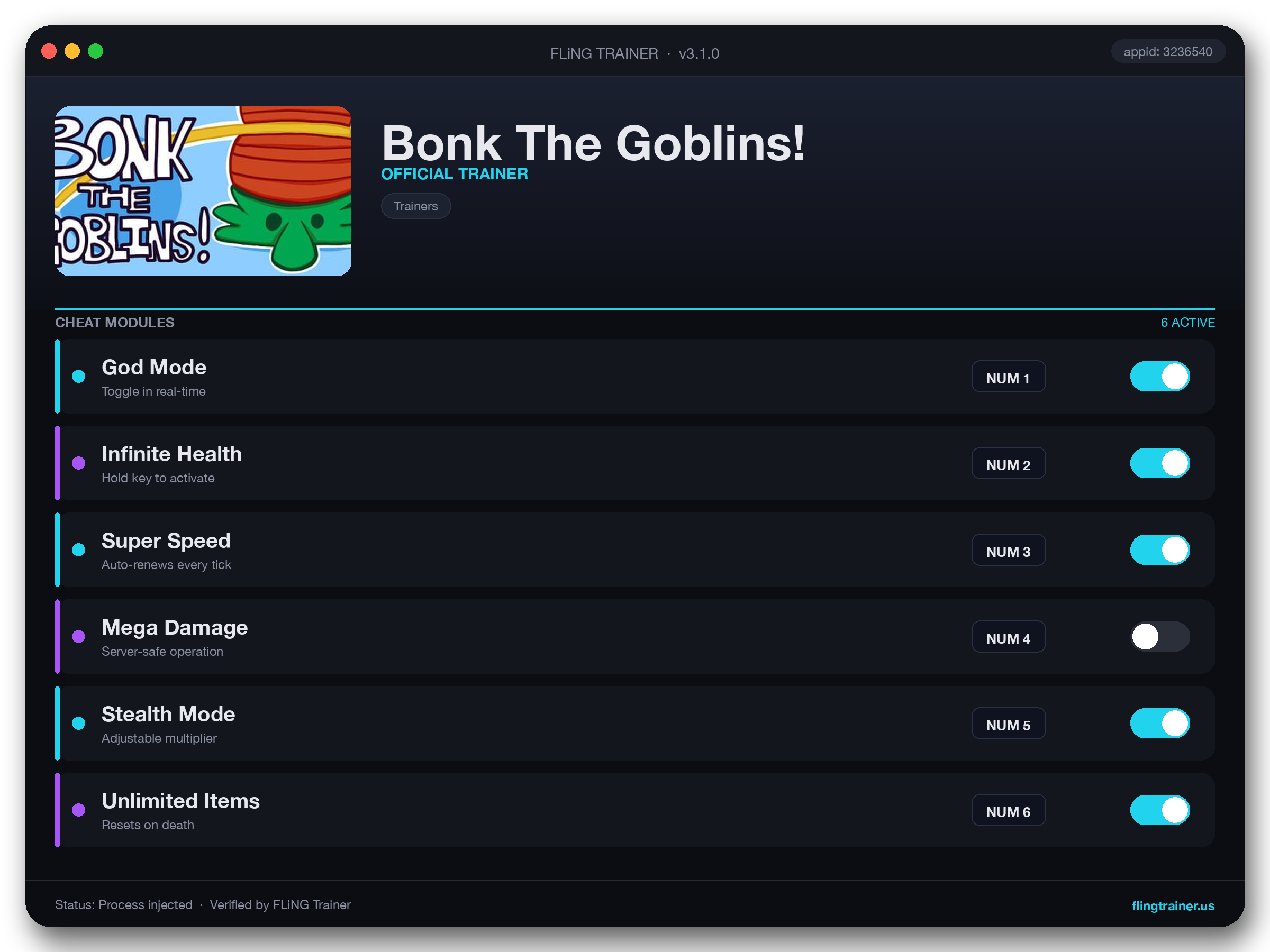 Bonk The Goblins! Trainer interface