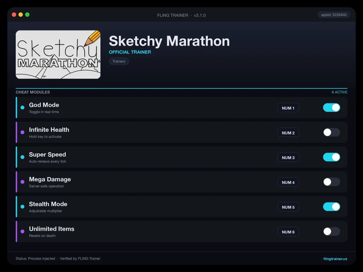 Sketchy Marathon Trainer interface