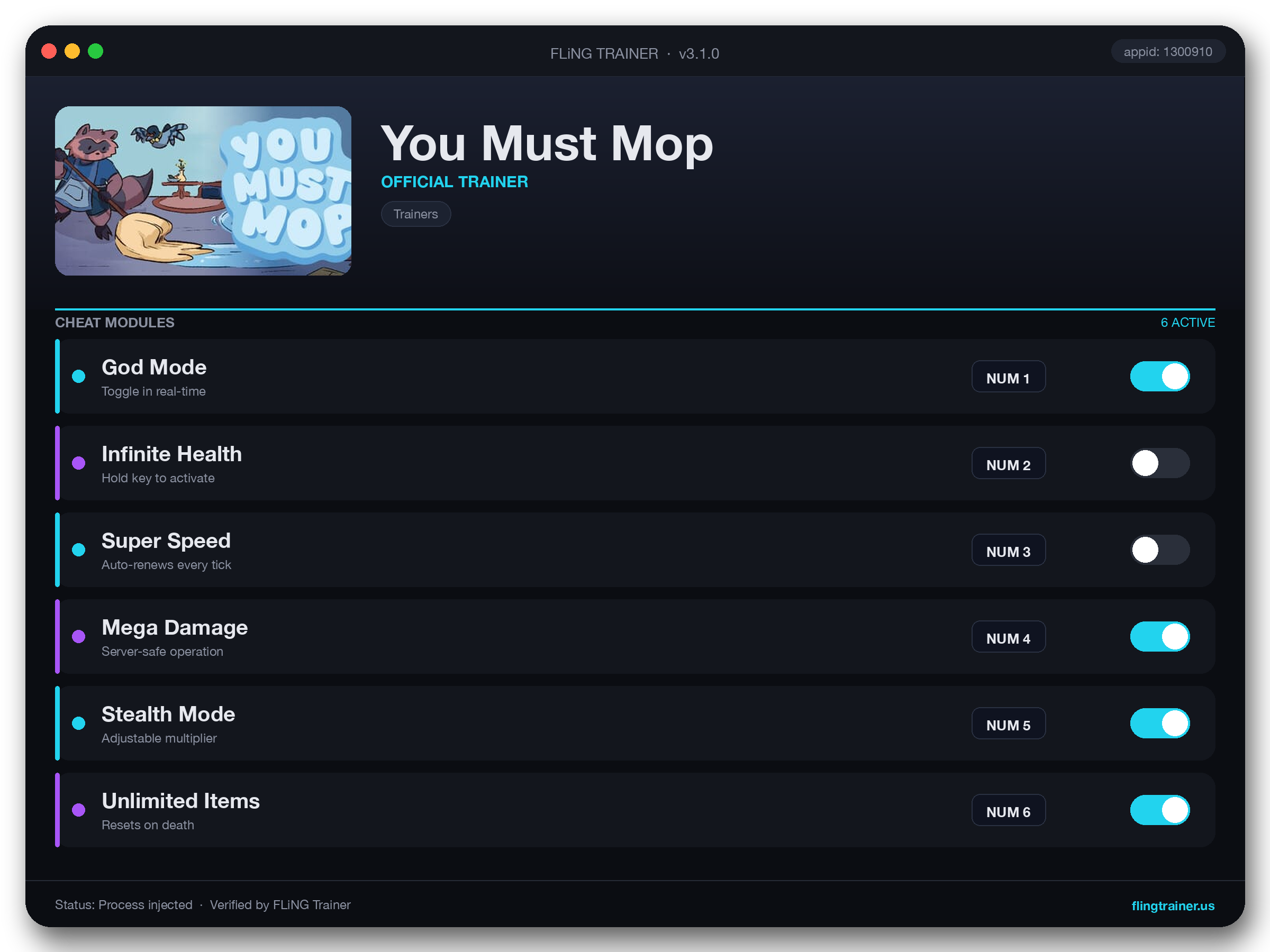 You Must Mop Trainer interface