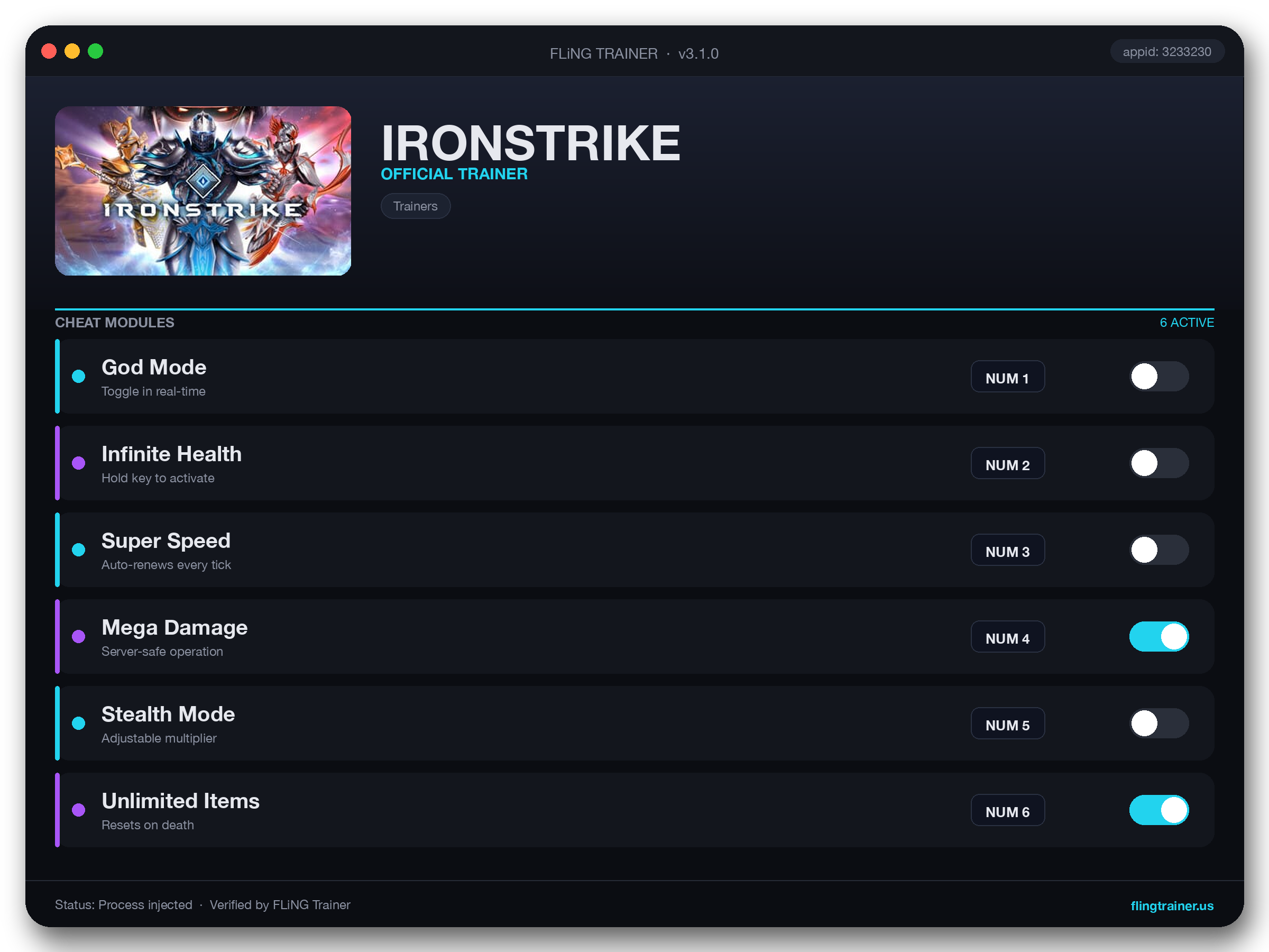 IRONSTRIKE Trainer interface