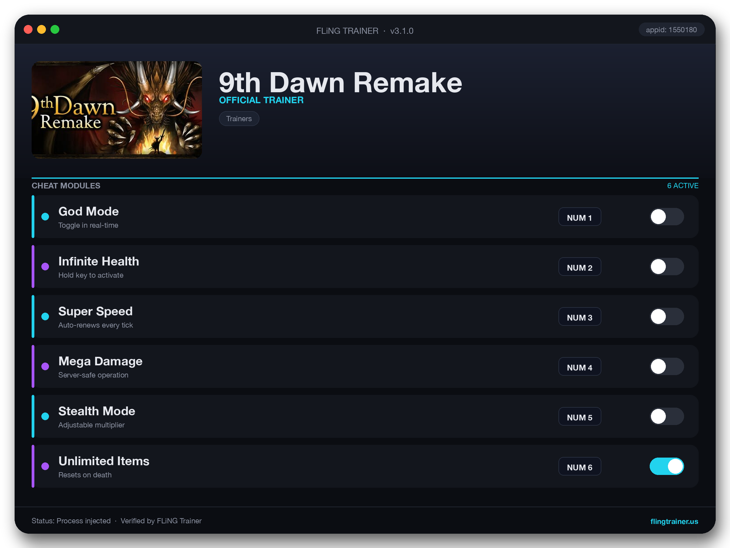 9th Dawn Remake Trainer interface