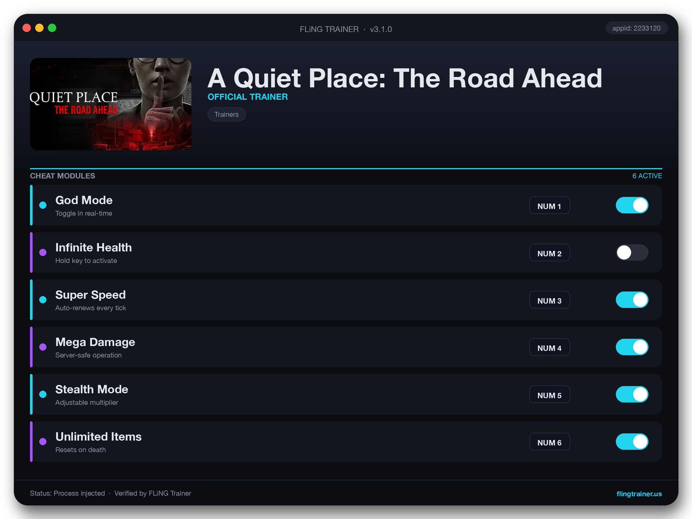 A Quiet Place: The Road Ahead Trainer interface