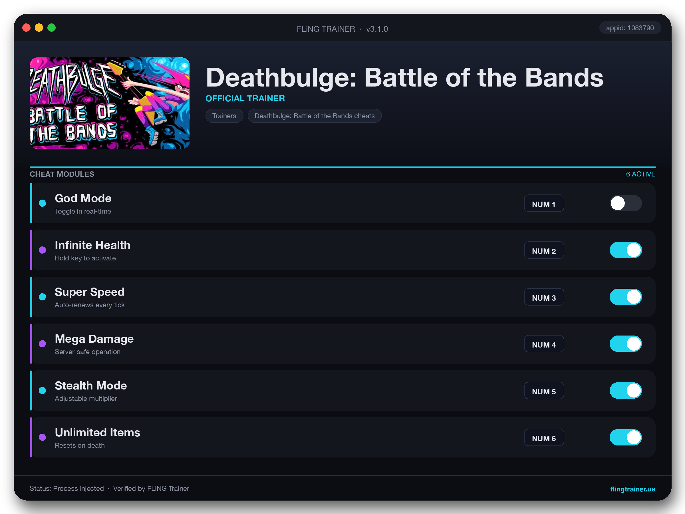 Deathbulge: Battle of the Bands Trainer interface