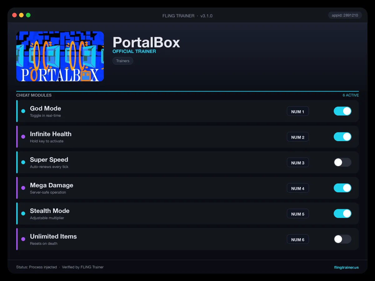 PortalBox Trainer interface