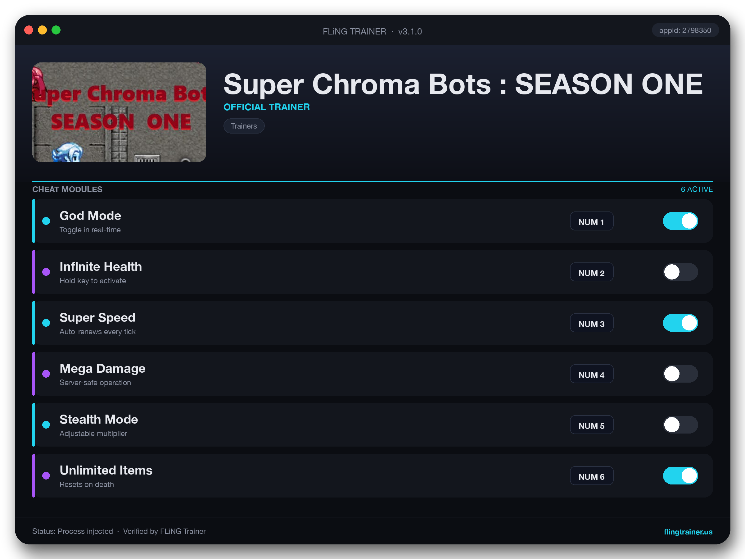 Super Chroma Bots : SEASON ONE Trainer interface